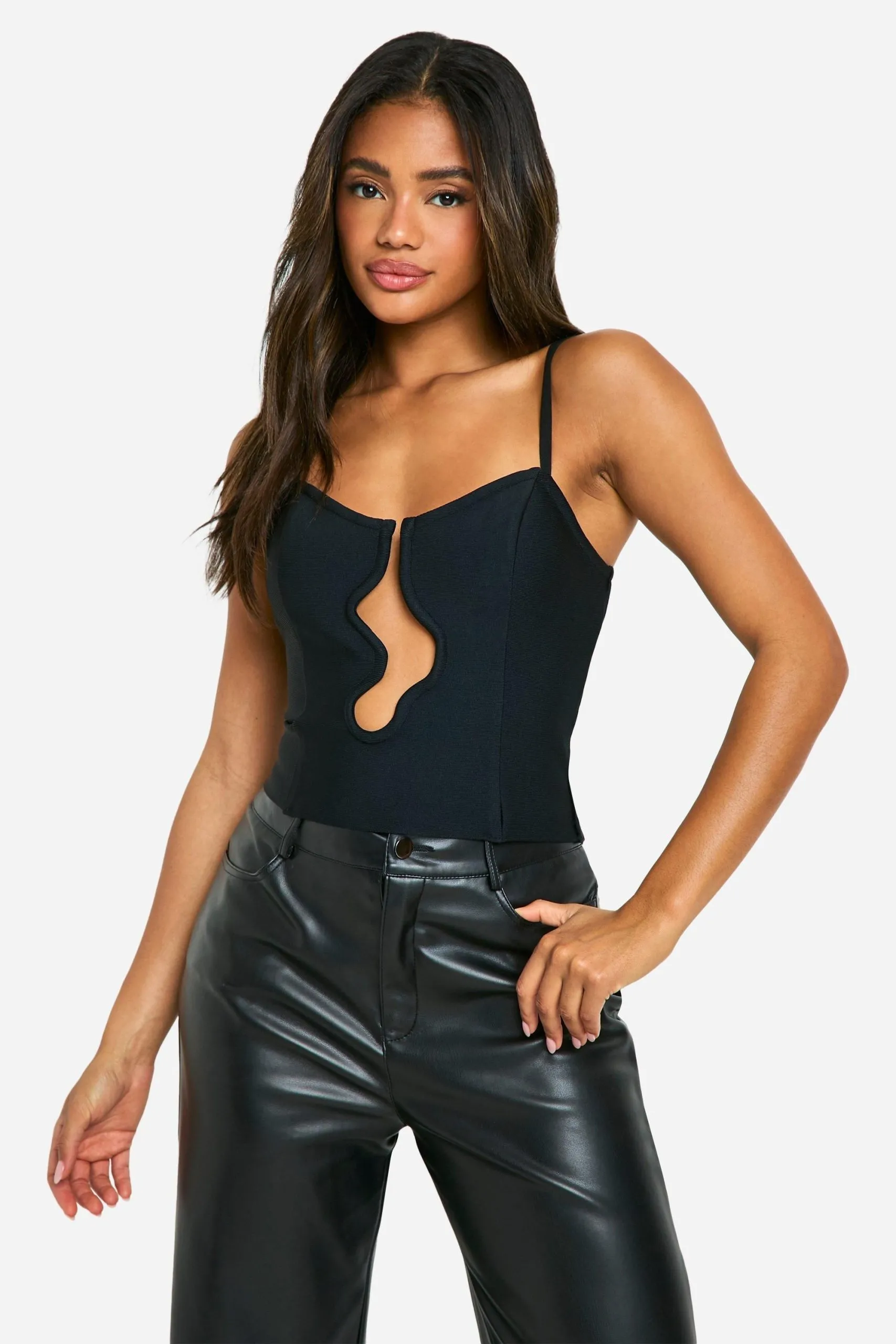 Bandage Wave Cut Out Corset Top