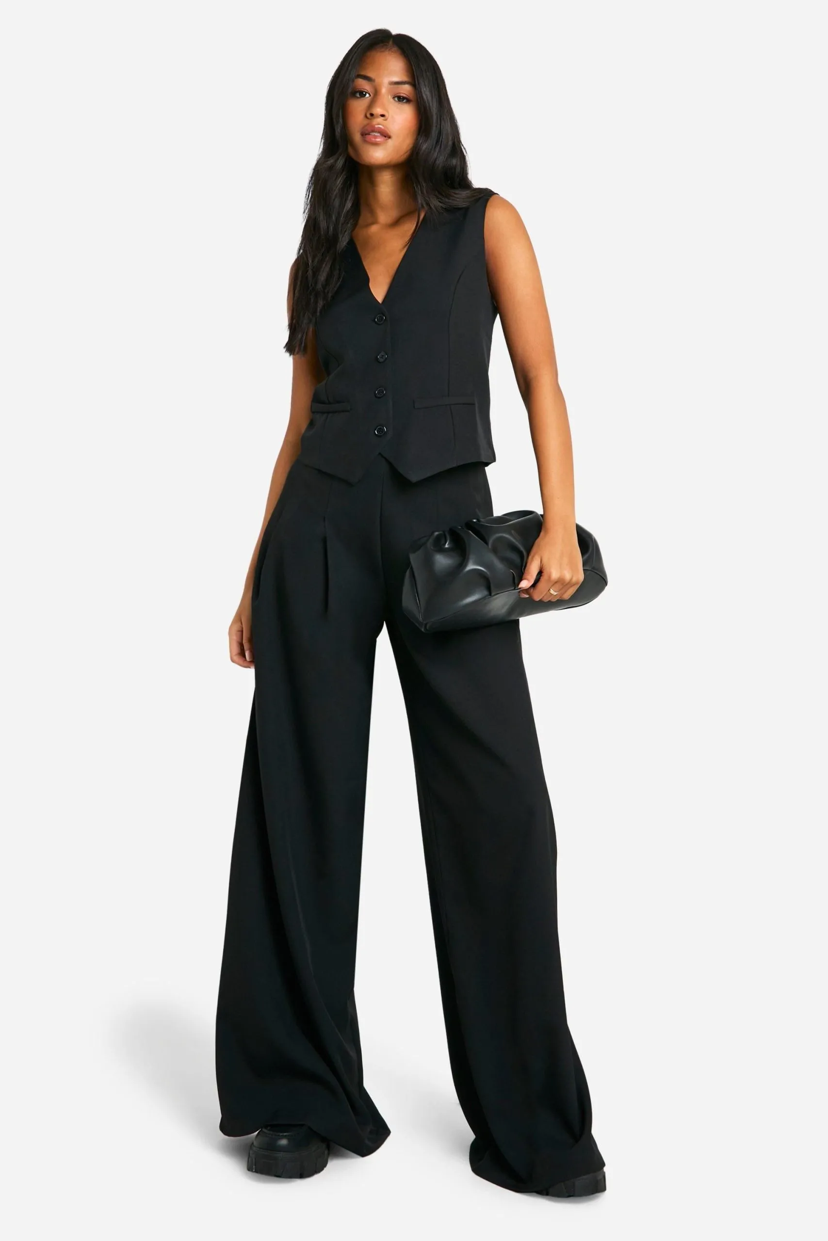 Tall Pleat Detail Wide Leg Trouser