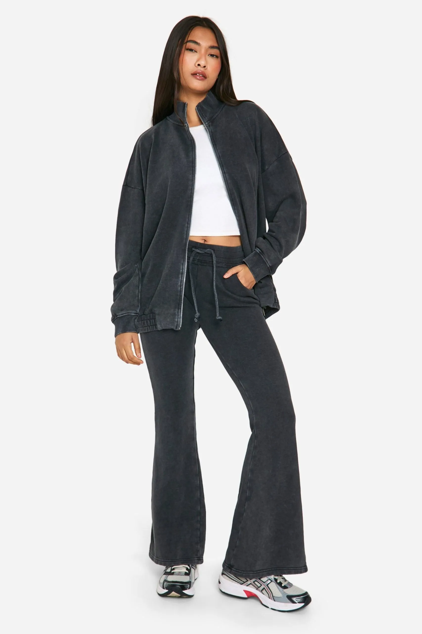 Acid Wash Distressed Flare Jogger