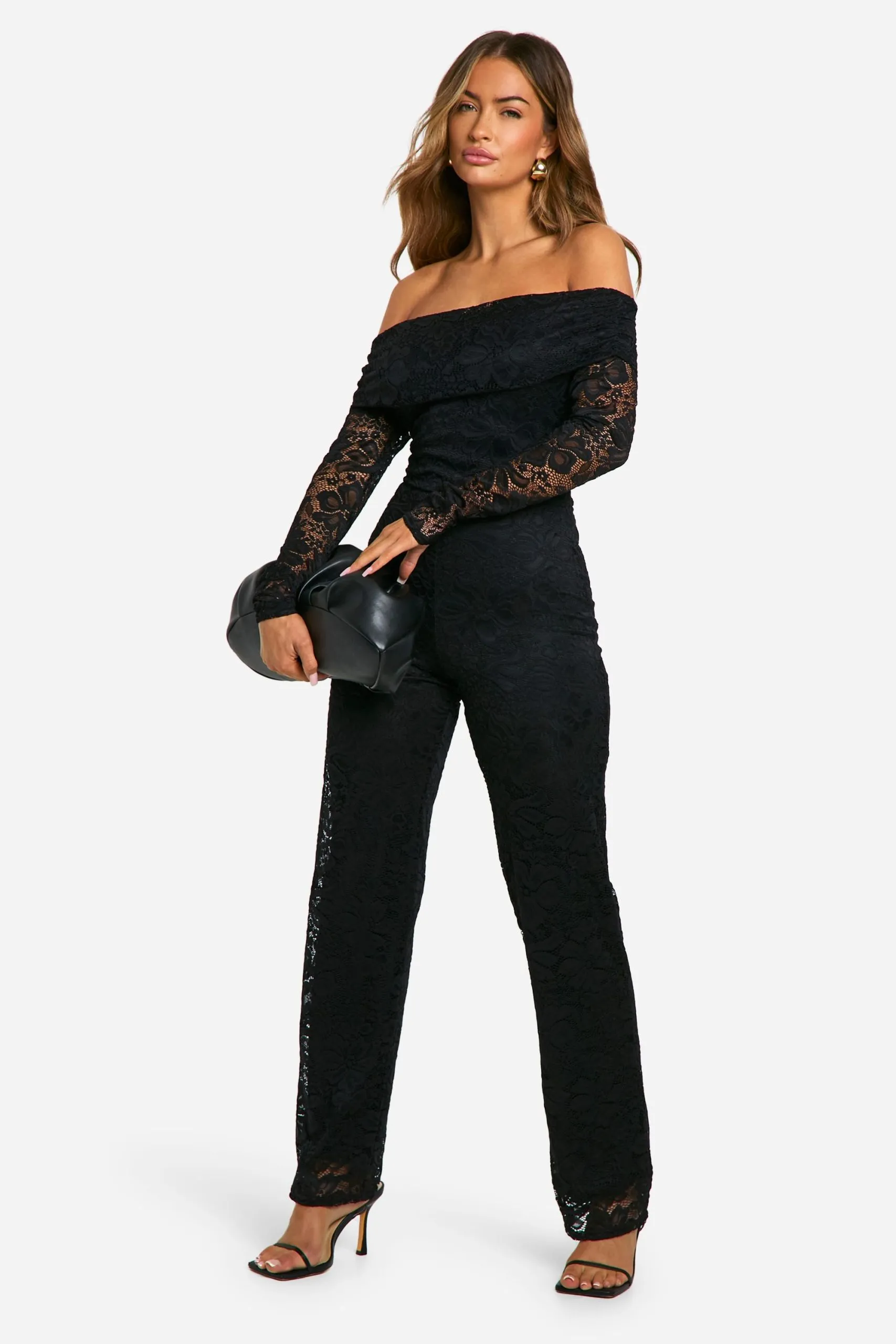 Lace Bardot Wide Leg Jumpsuit