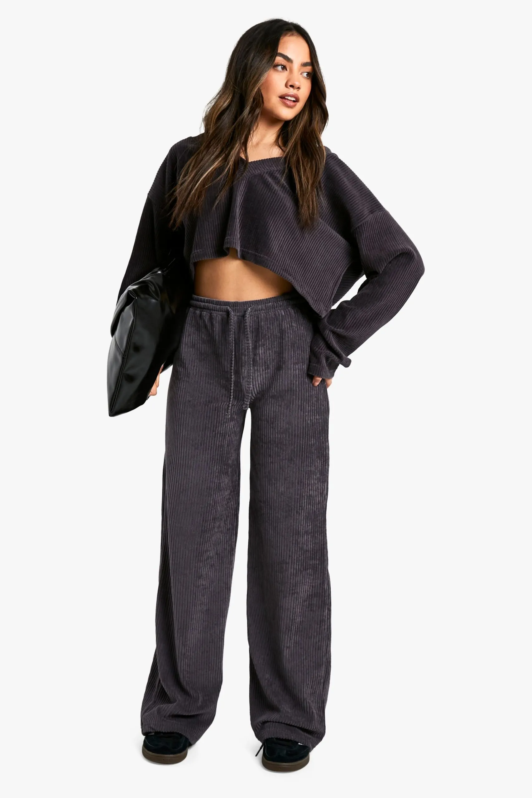 Jersey Cord Wide Leg Trouser