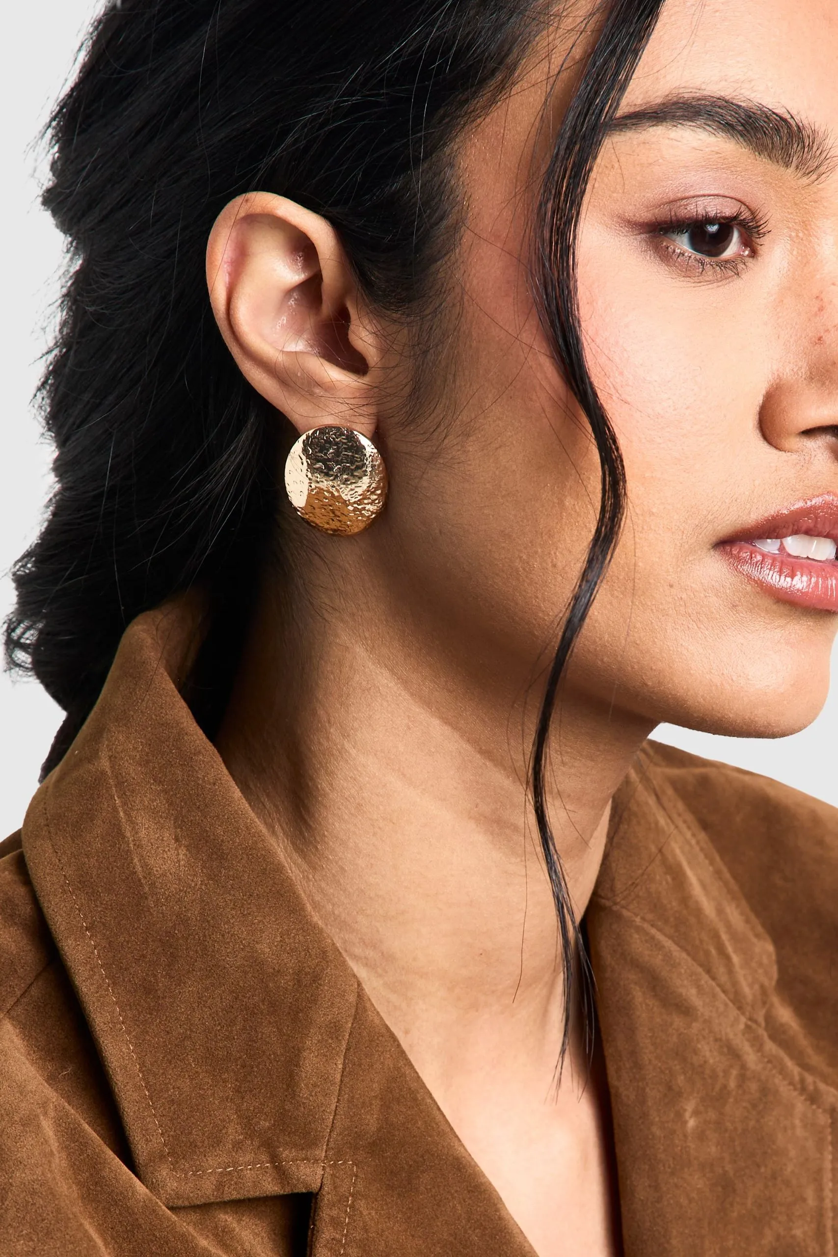 Textured Oversized Oval Earrings