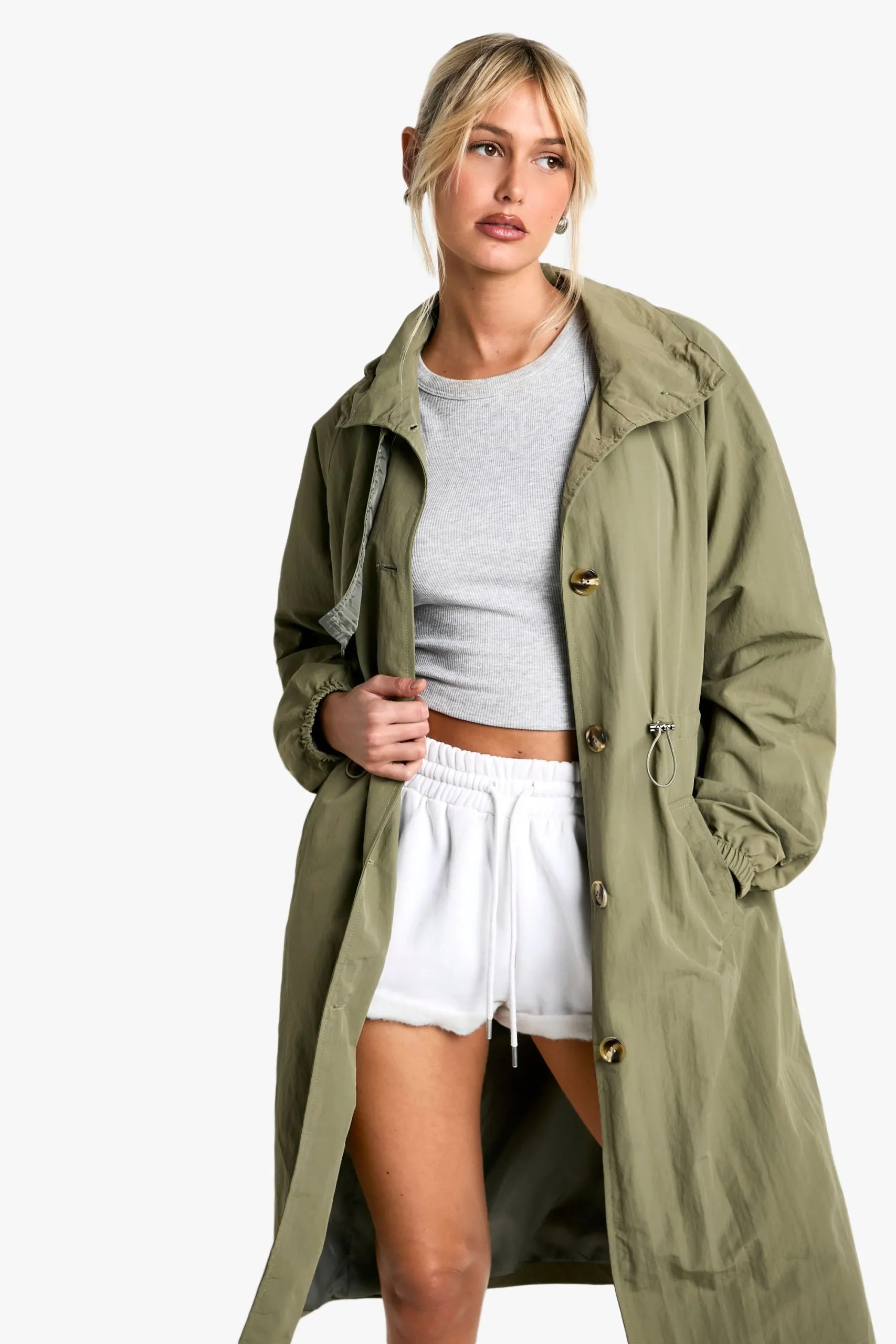 Cinched Waist Detail Trench Coat
