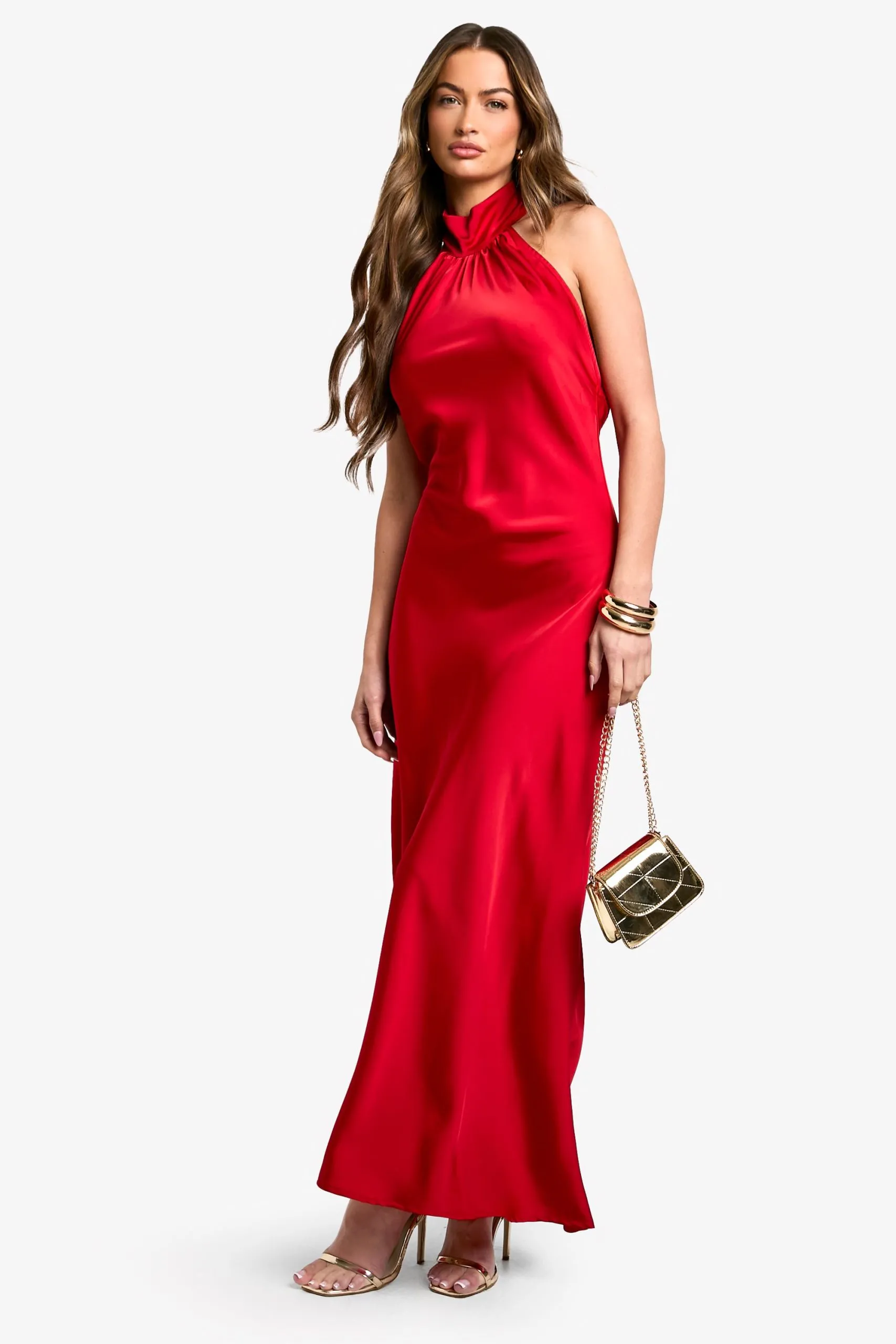 Satin Drape Maxi Dress