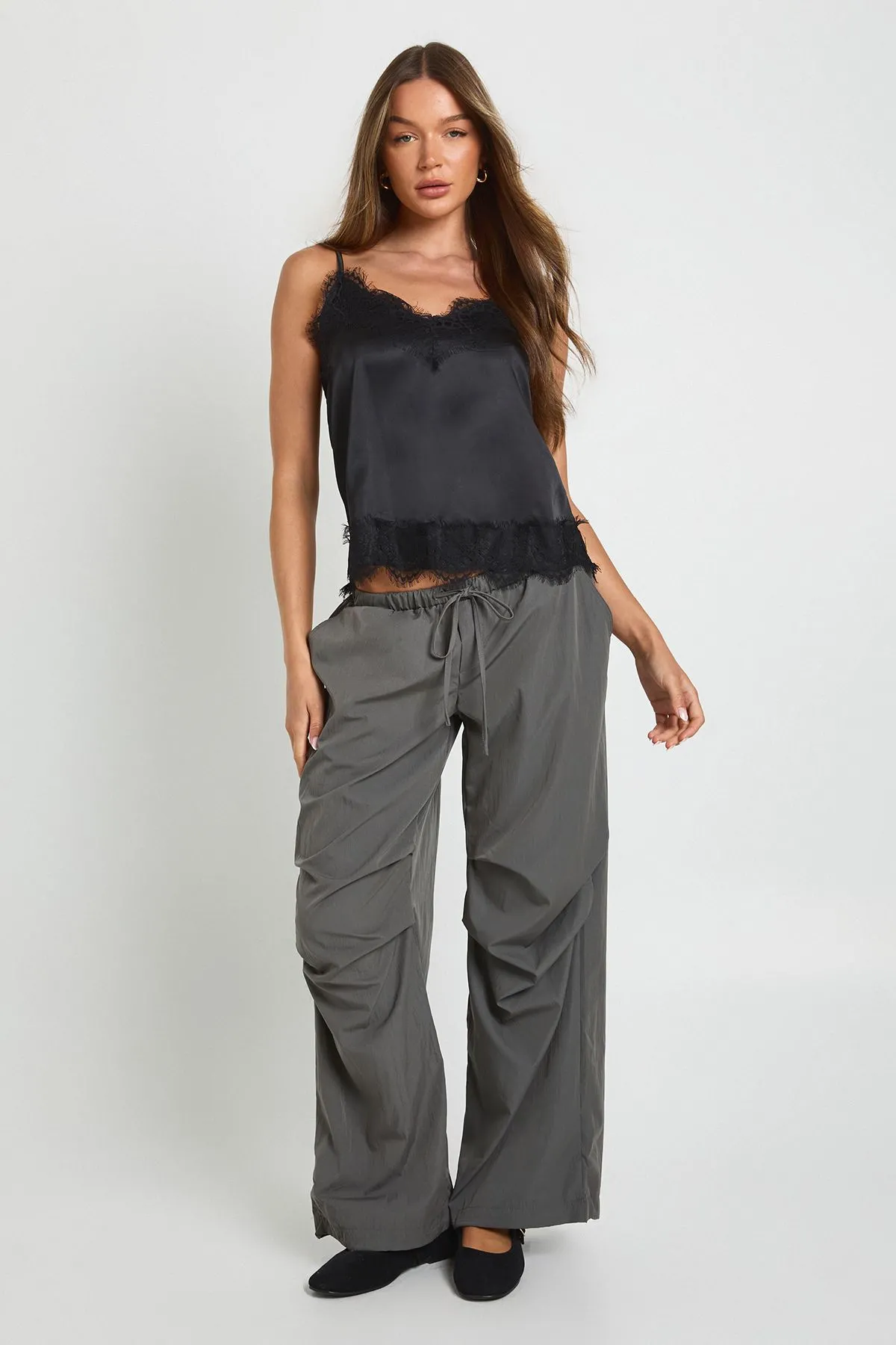 Crinkle Wide Leg Parachute Trouser