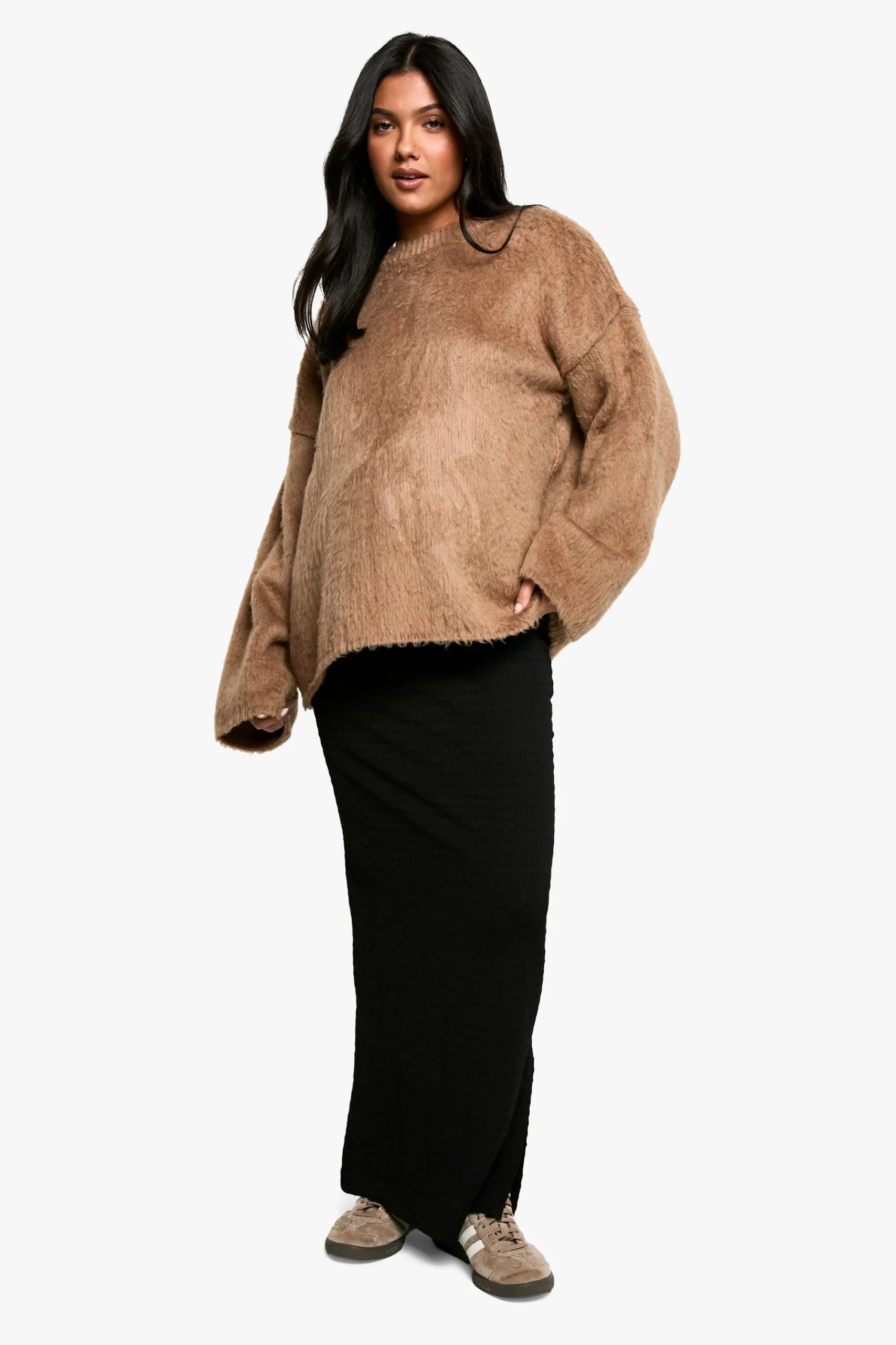 Maternity Textured Elasticated Waist Drawstring Maxi Skirt