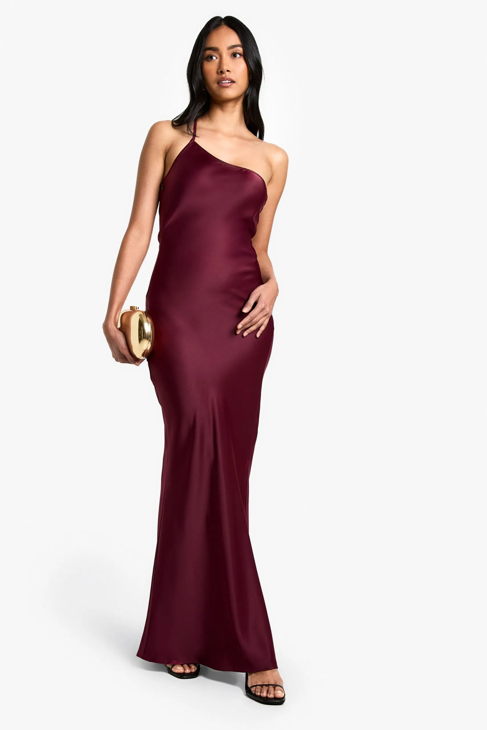 Satin Asymmetric Maxi Dress