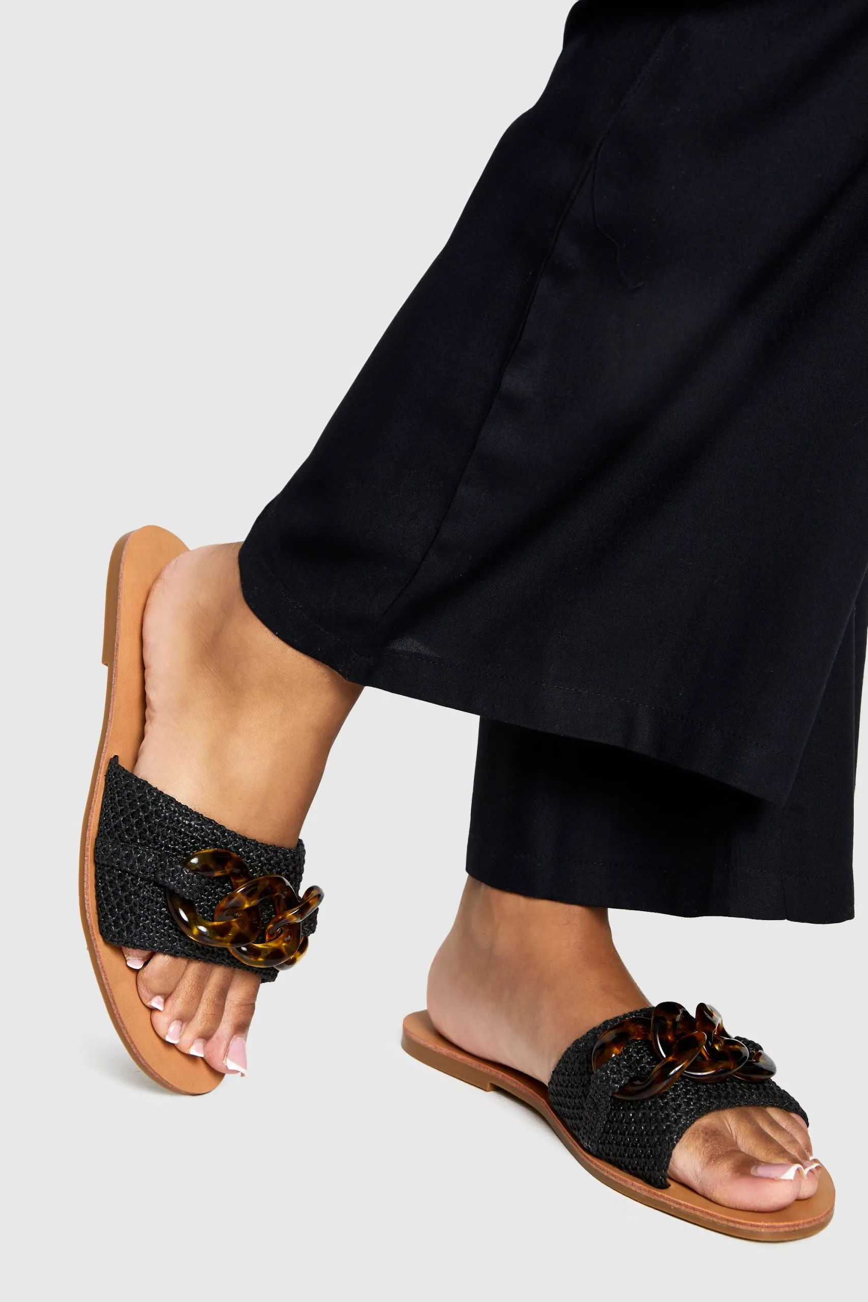 Wide Fit Chain Hardware Detail Sandal