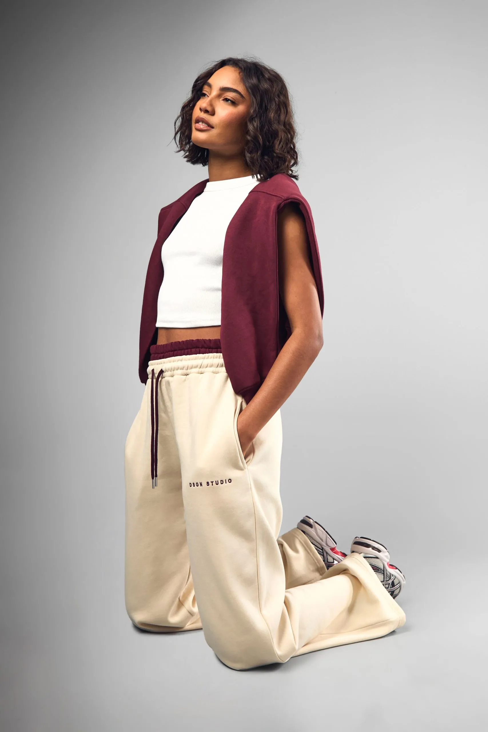 Tall Contrast Waist Wide Leg Jogger