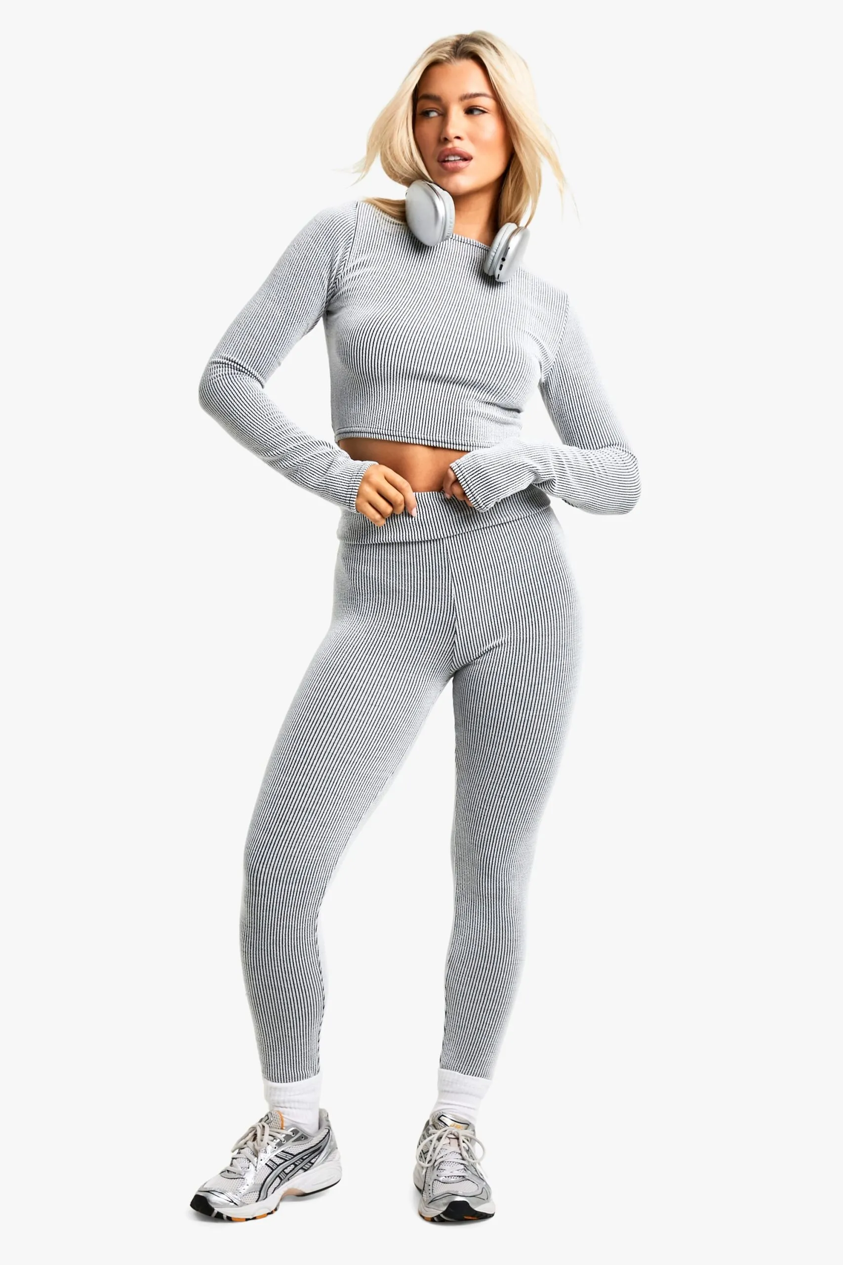 Two Tone Legging And Long Sleeve Top Set