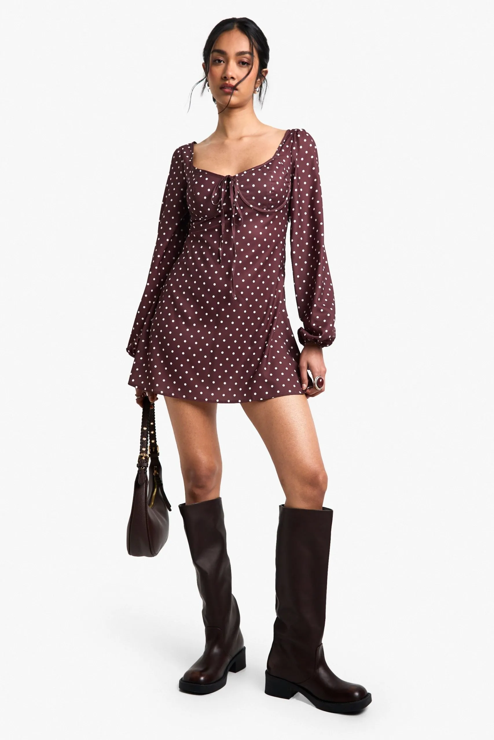 Polka Dot Milkmaid Mini Dress