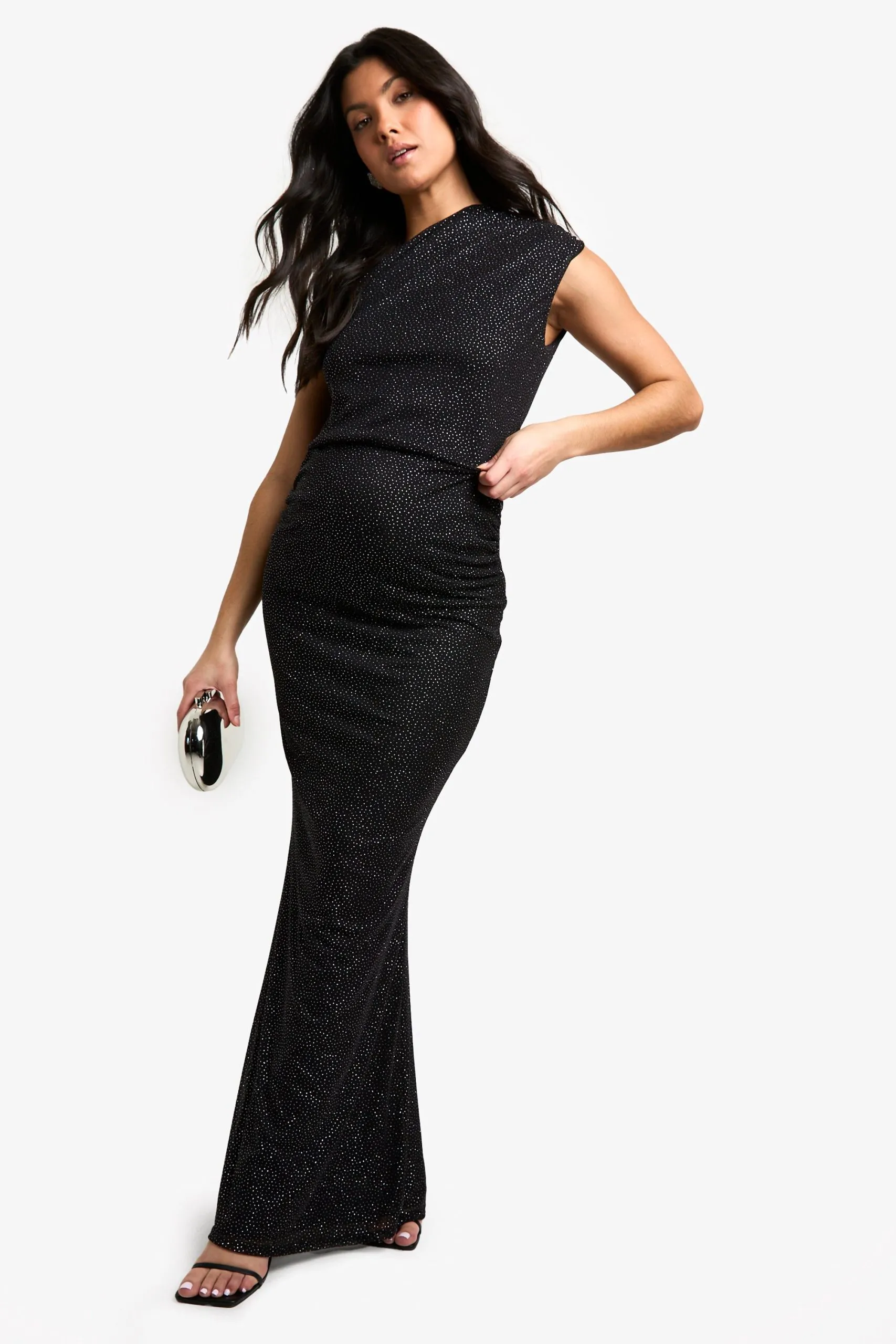 Maternity Glitter Stretch Column Maxi Skirt