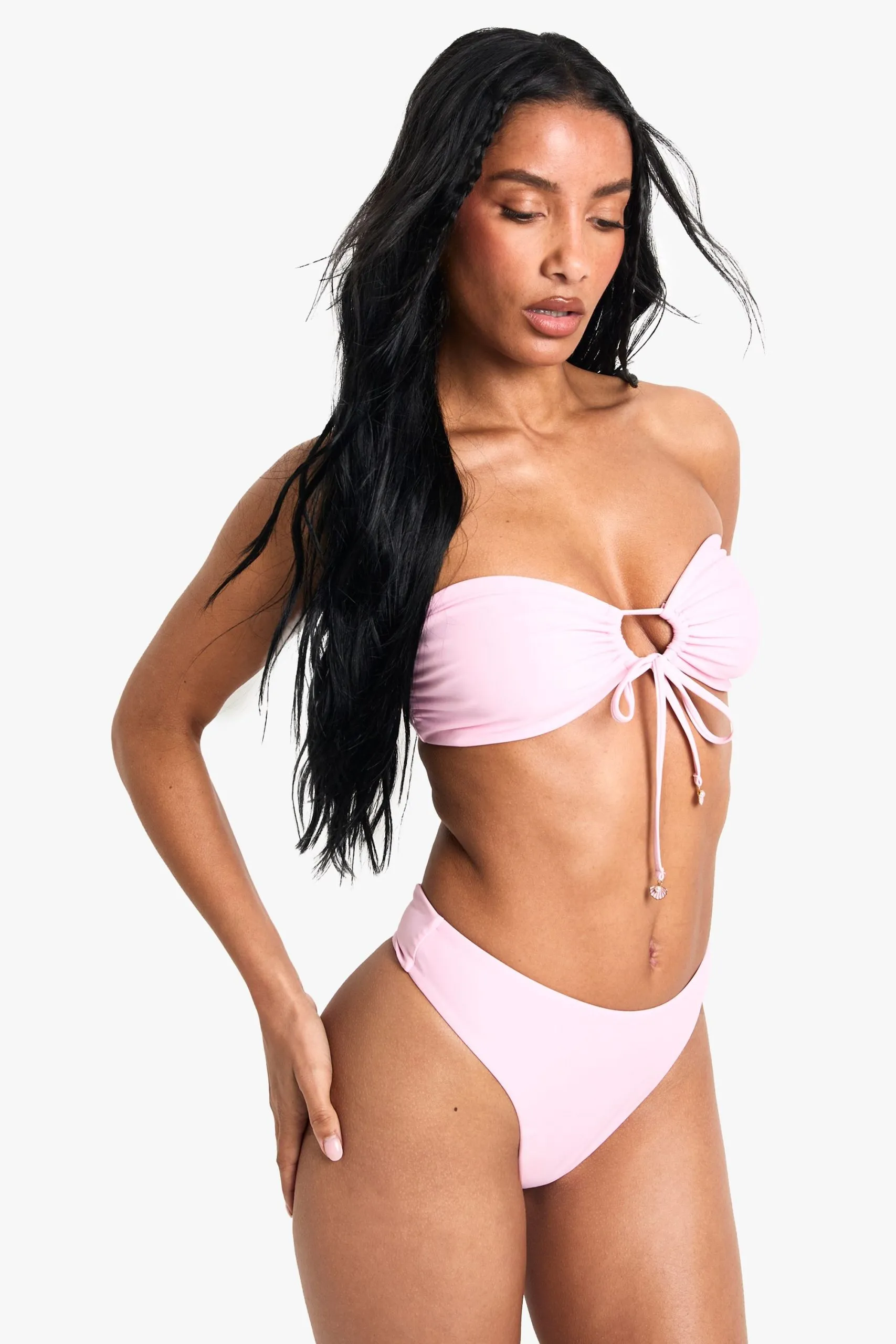 Shell Pearl Trim Bandeau Top