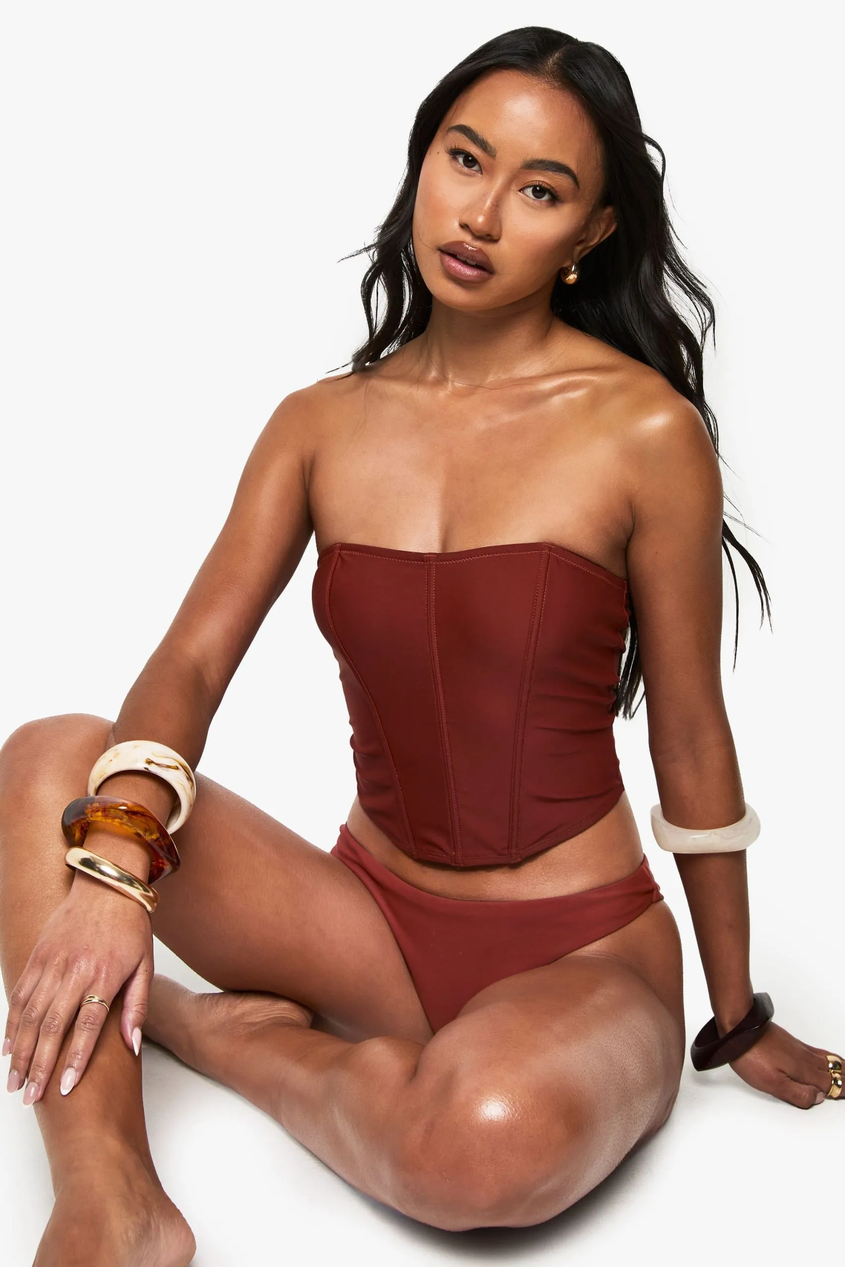 Premium Corset Detail Tankini Bikini Top