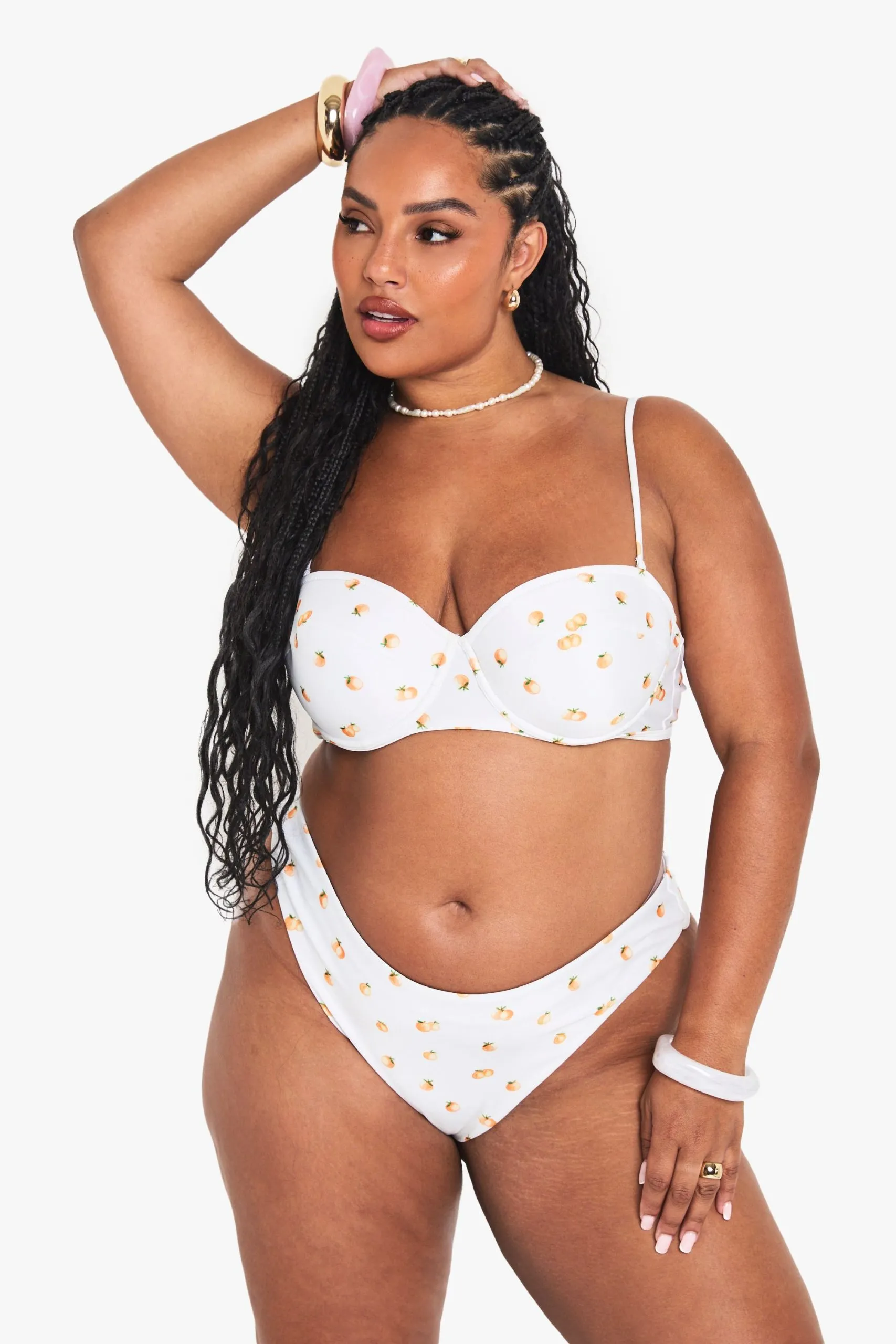 Plus TANGERINE PRINT PADDED BALCONY BIKINI TOP