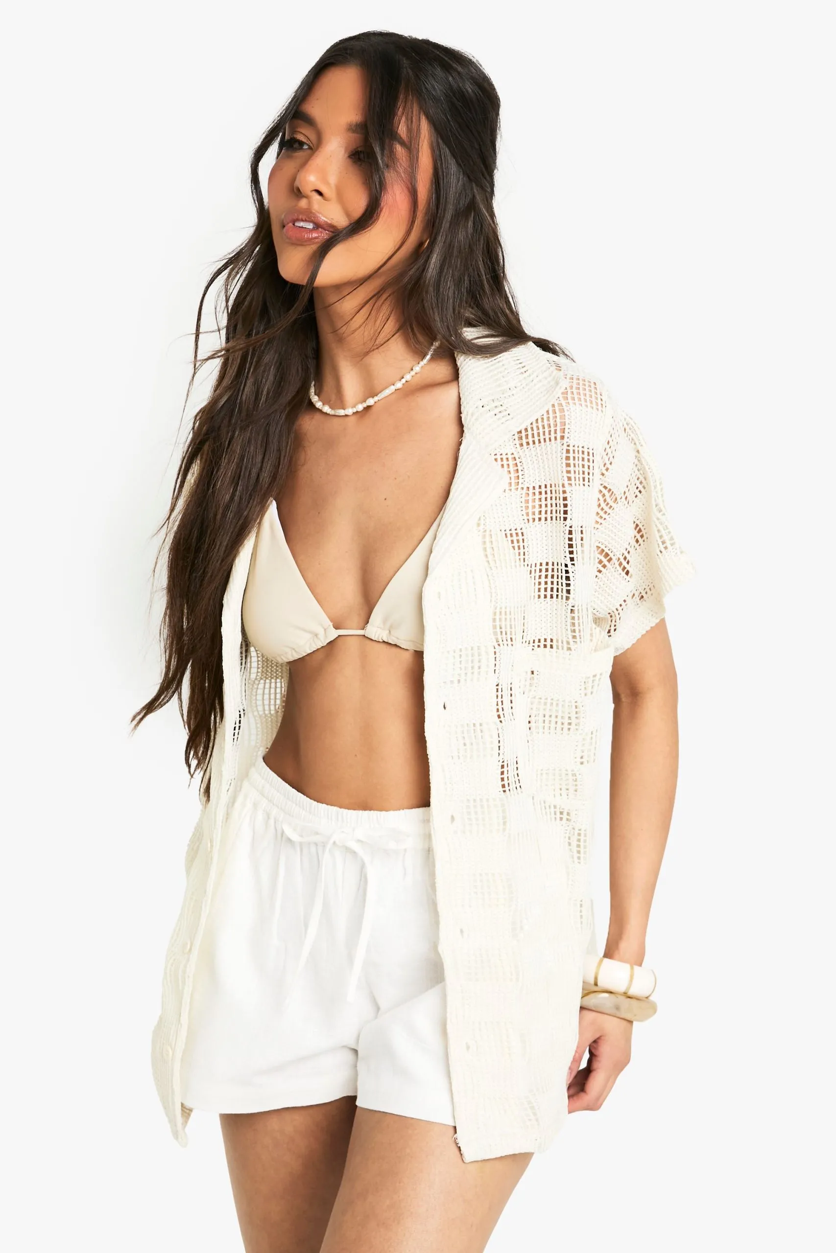 Textured Crochet Knitted Shirt