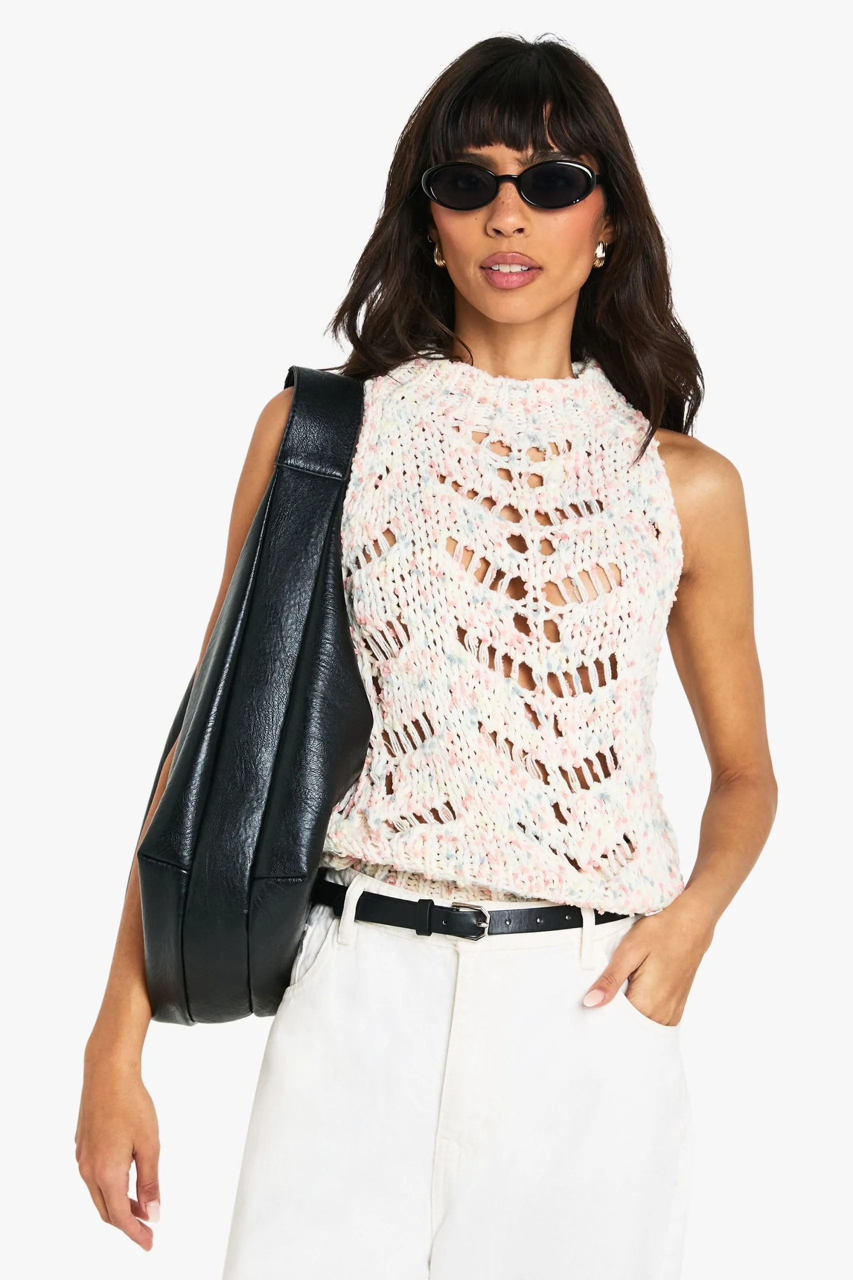 High Neck Sleeveless Knitted Top
