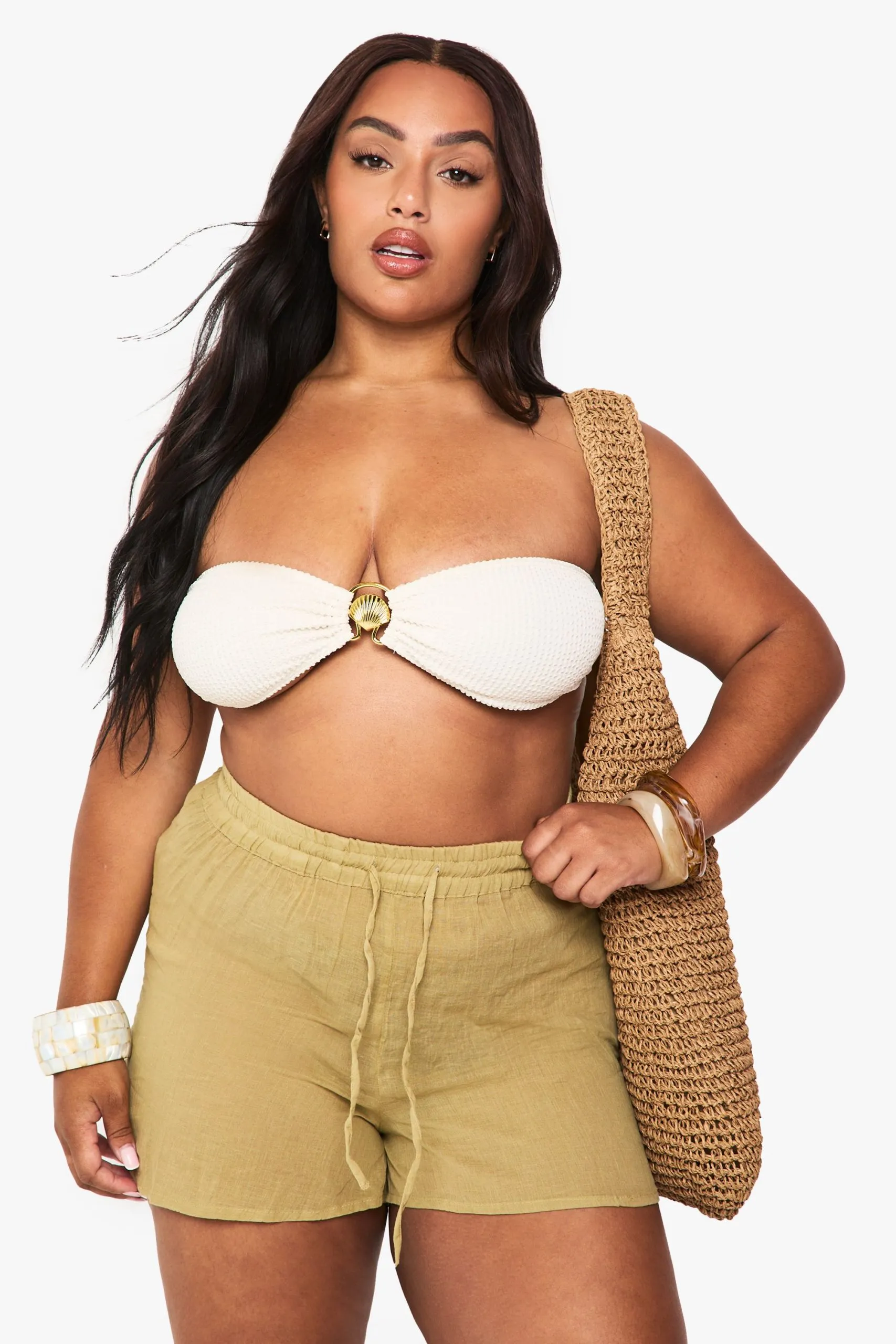 Plus Cheesecloth Beach Shorts