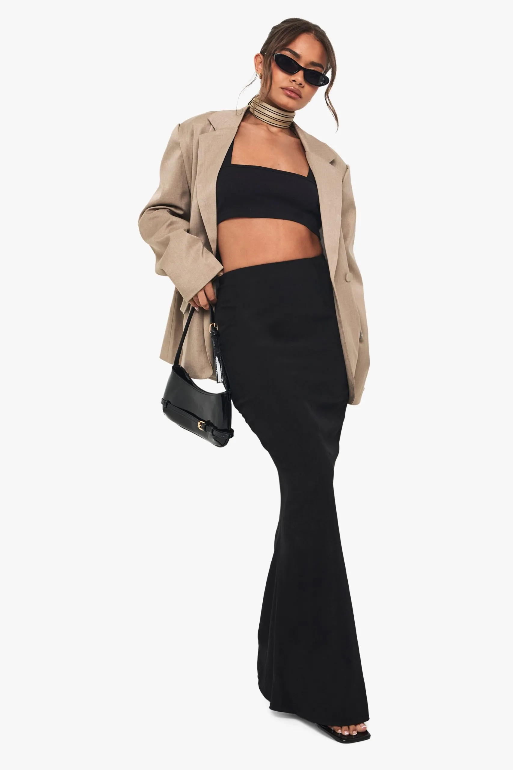 Tailored Side Split Maxi Skirt
