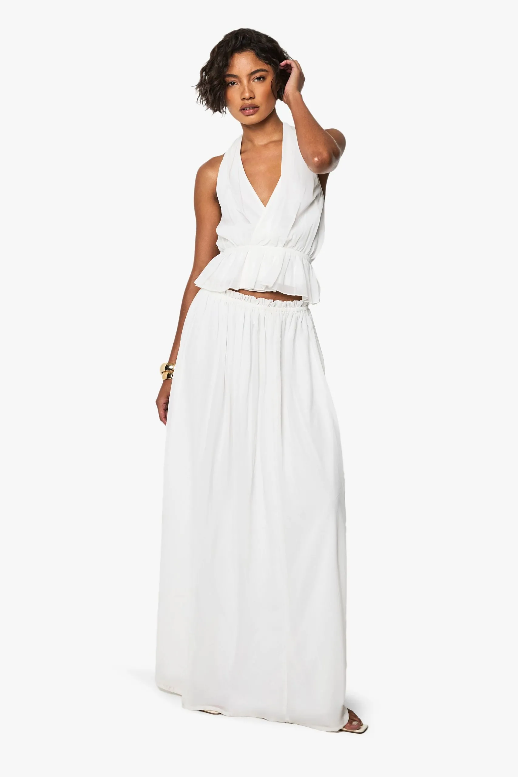 Tall Chiffon Frill Waist Maxi Skirt