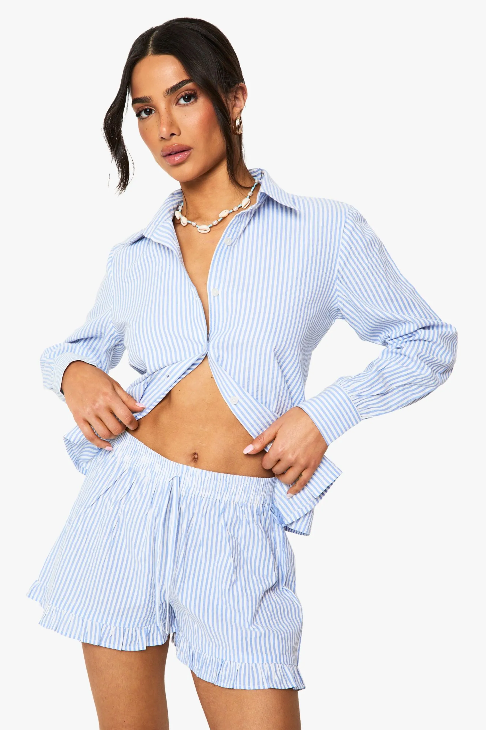 Petite Seersucker Stripe Beach Short