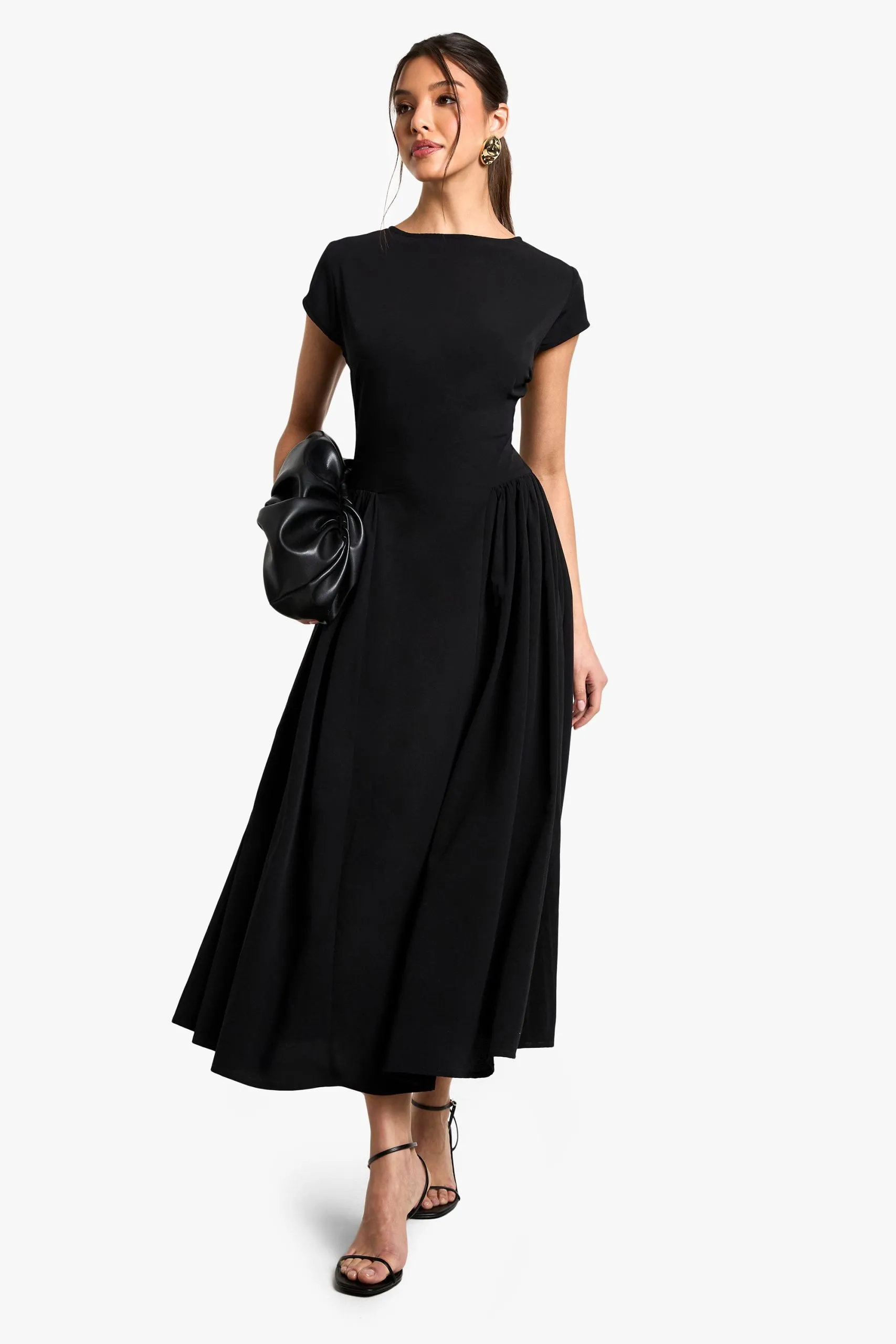 Textured Volume Skirt Midaxi Dress