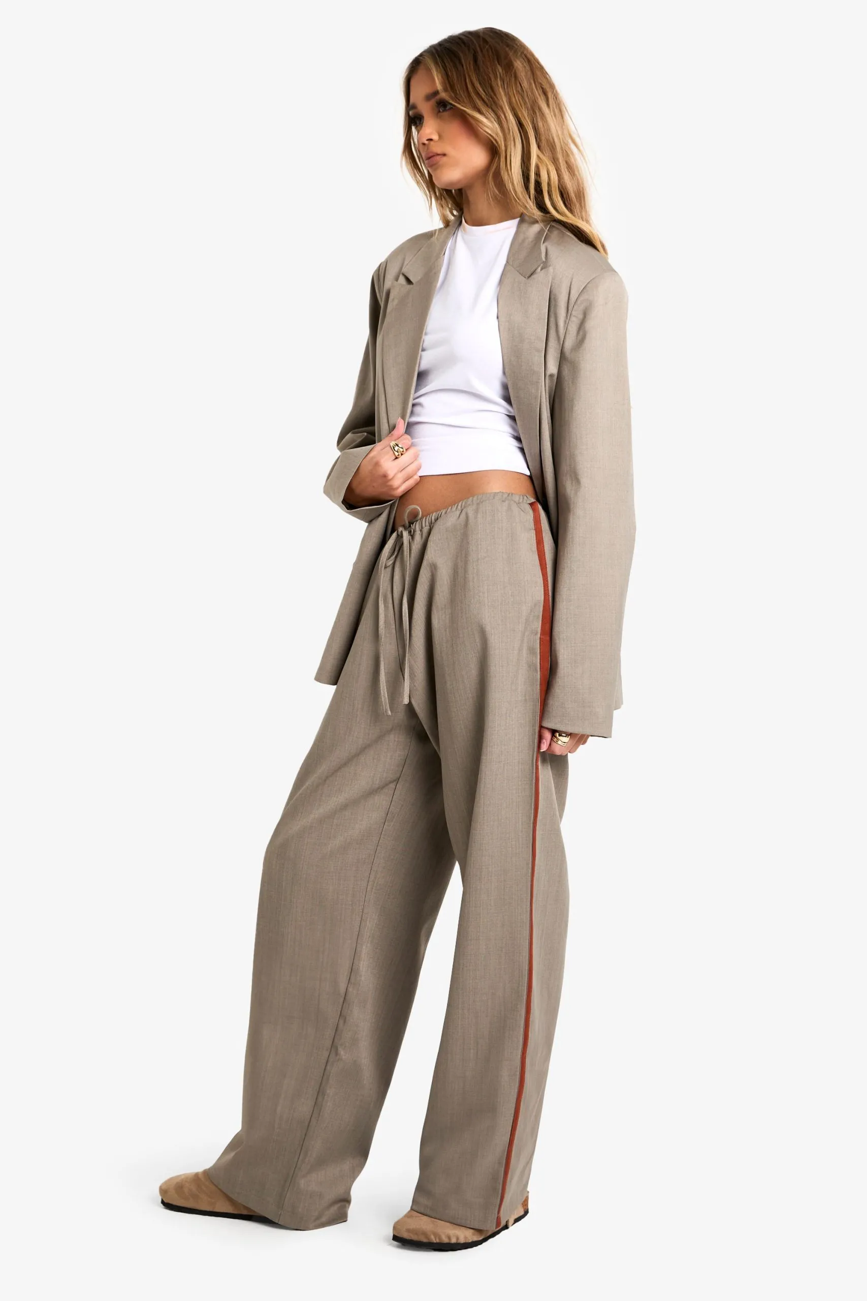 Tailored Side Stripe Wide Leg Trouser