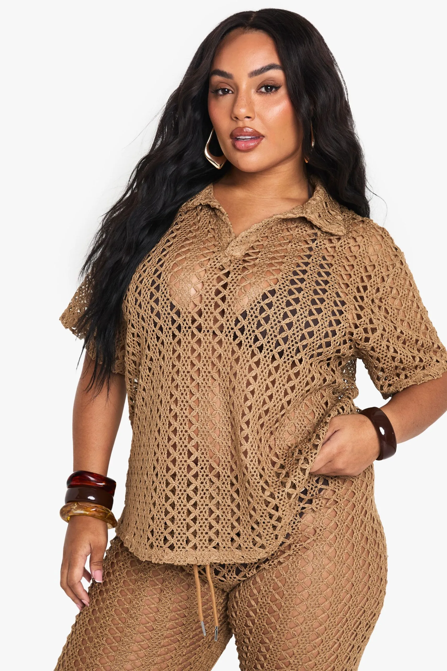Plus Crochet Overhead Beach Shirt