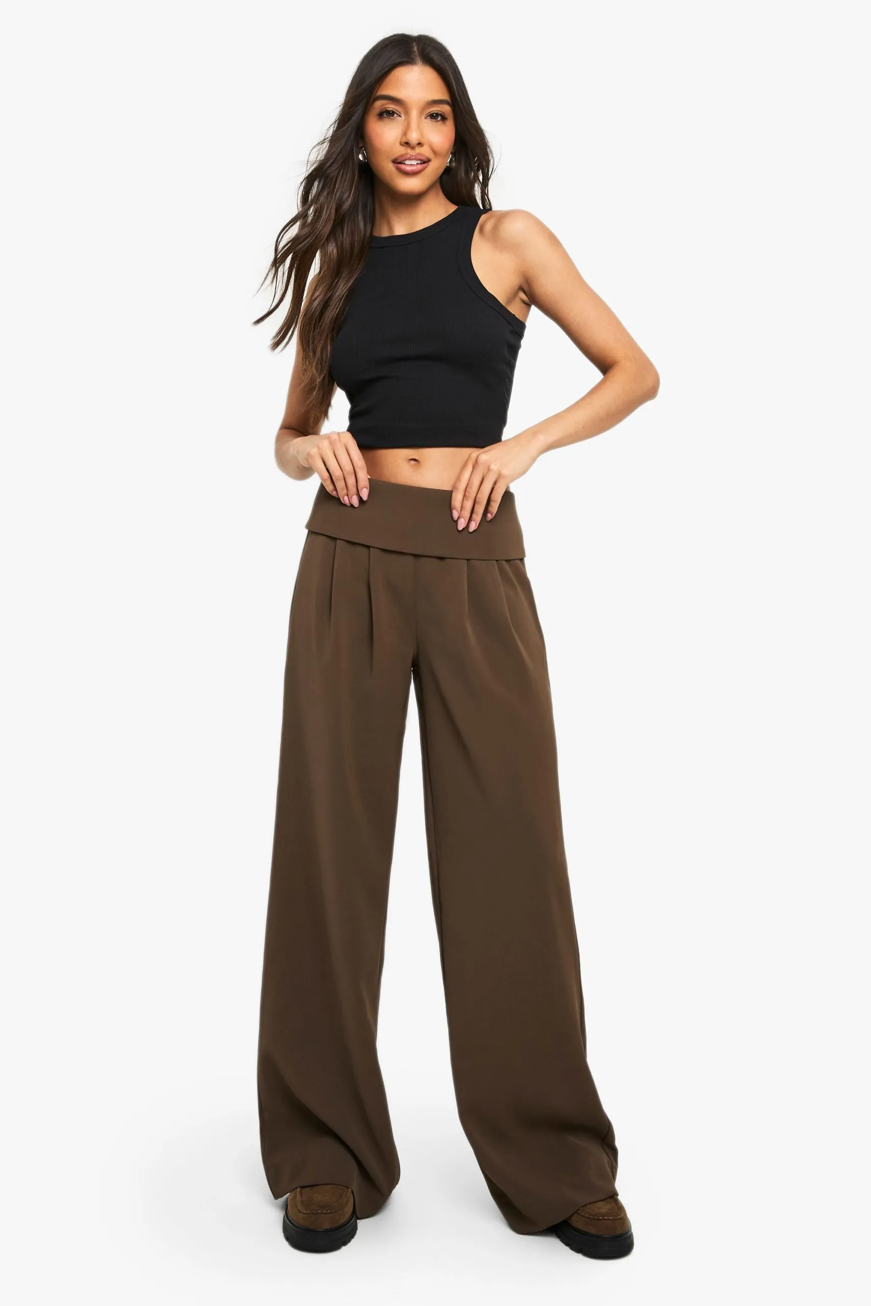 Tailored Fold Over Woven Trousers