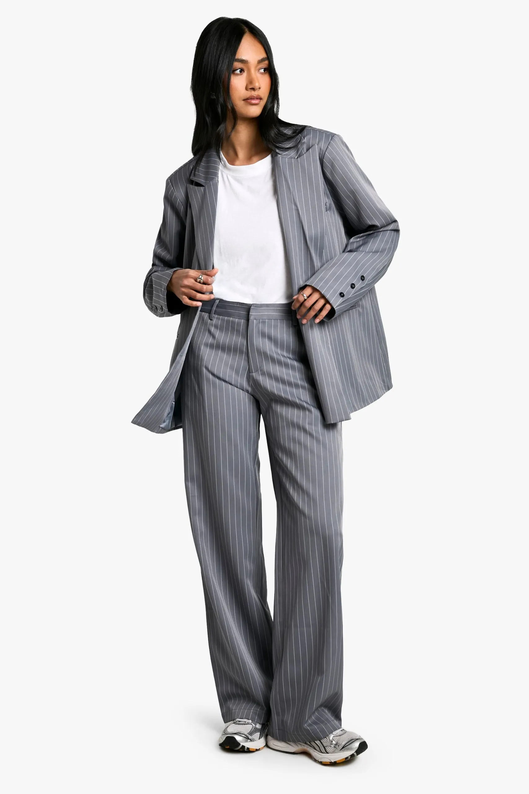 Tailored Pinstripe Pleated Front Straight Leg Trouser