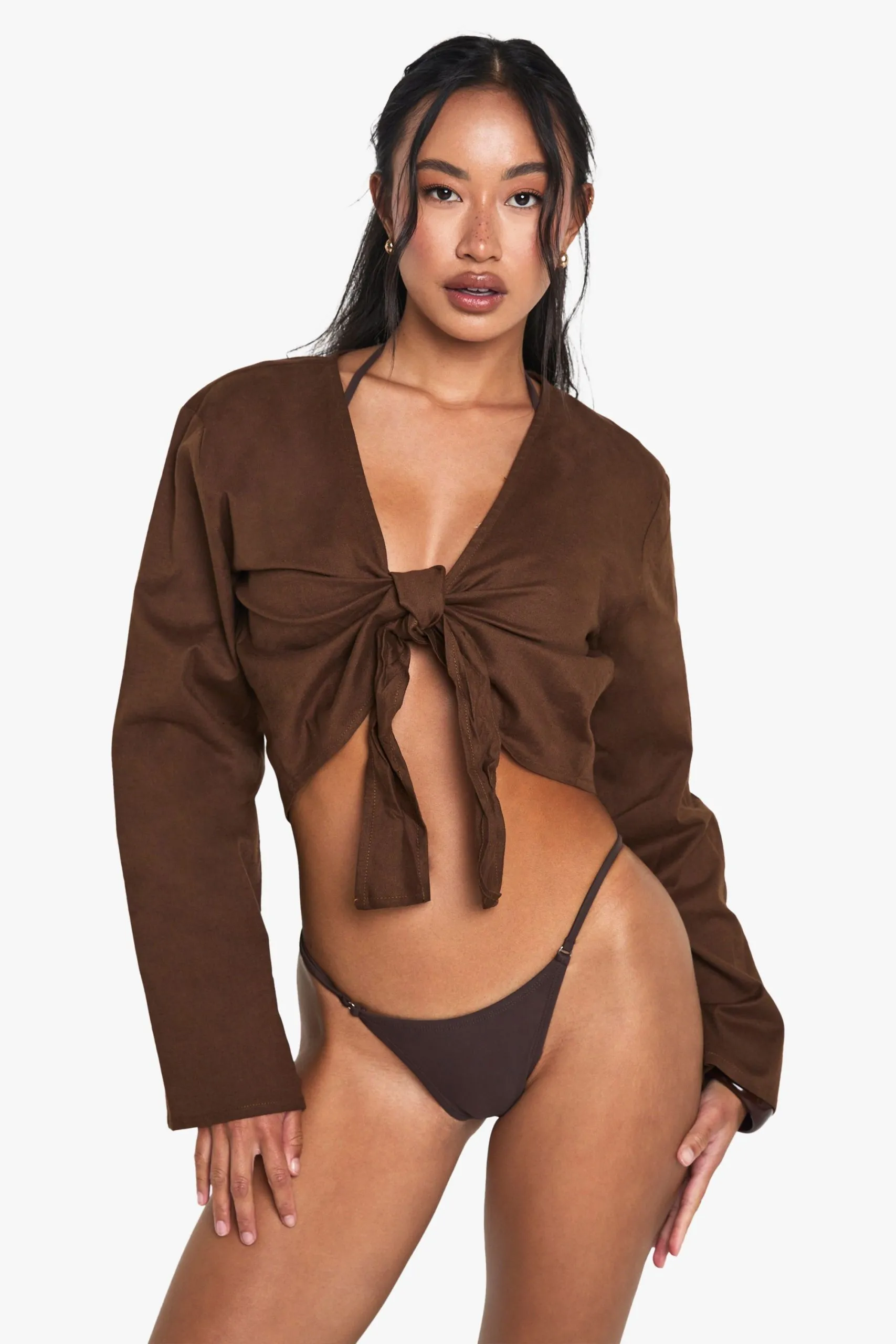 Linen Tie Front Beach Top