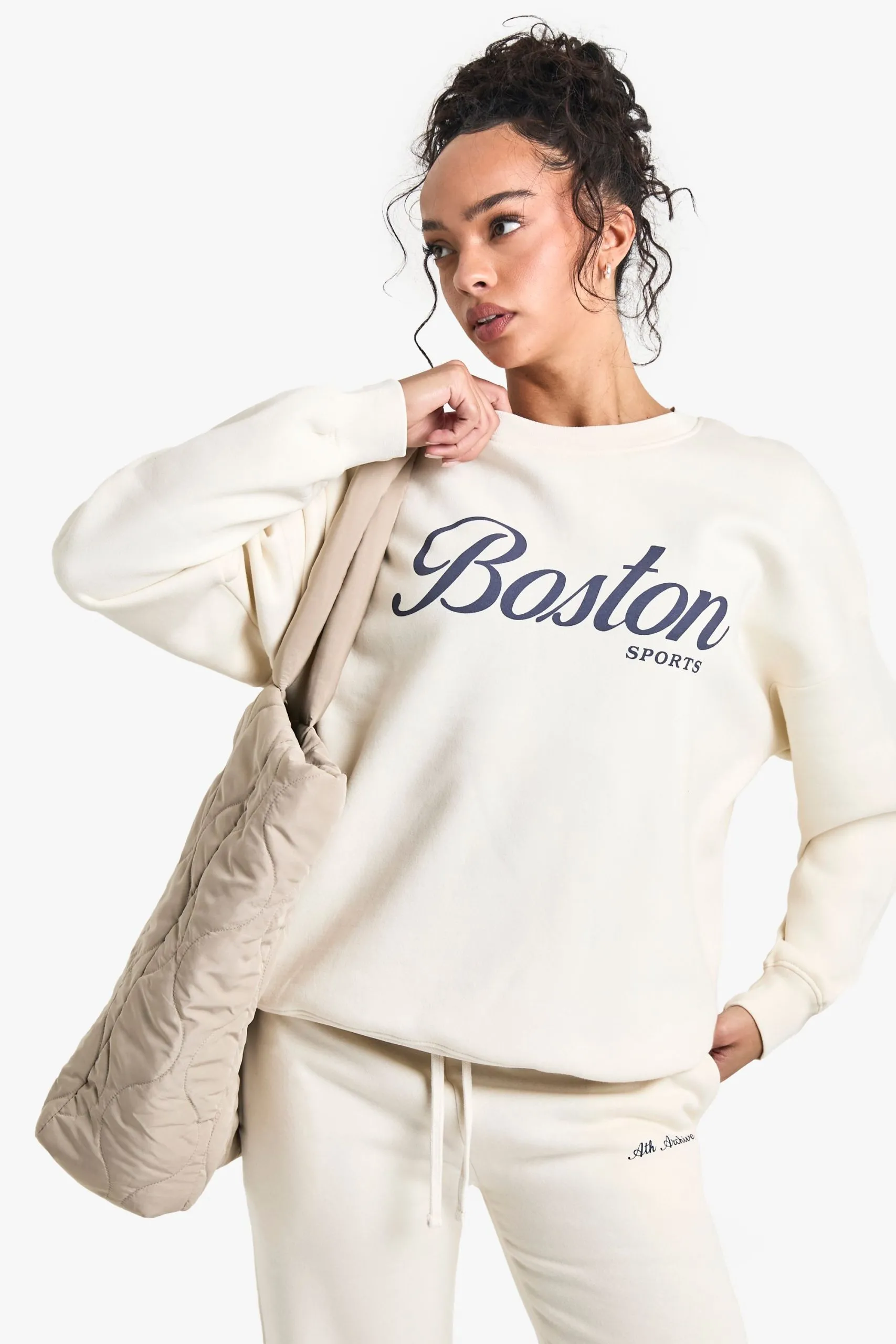 Boston Slogan Oversized Sweatshirt