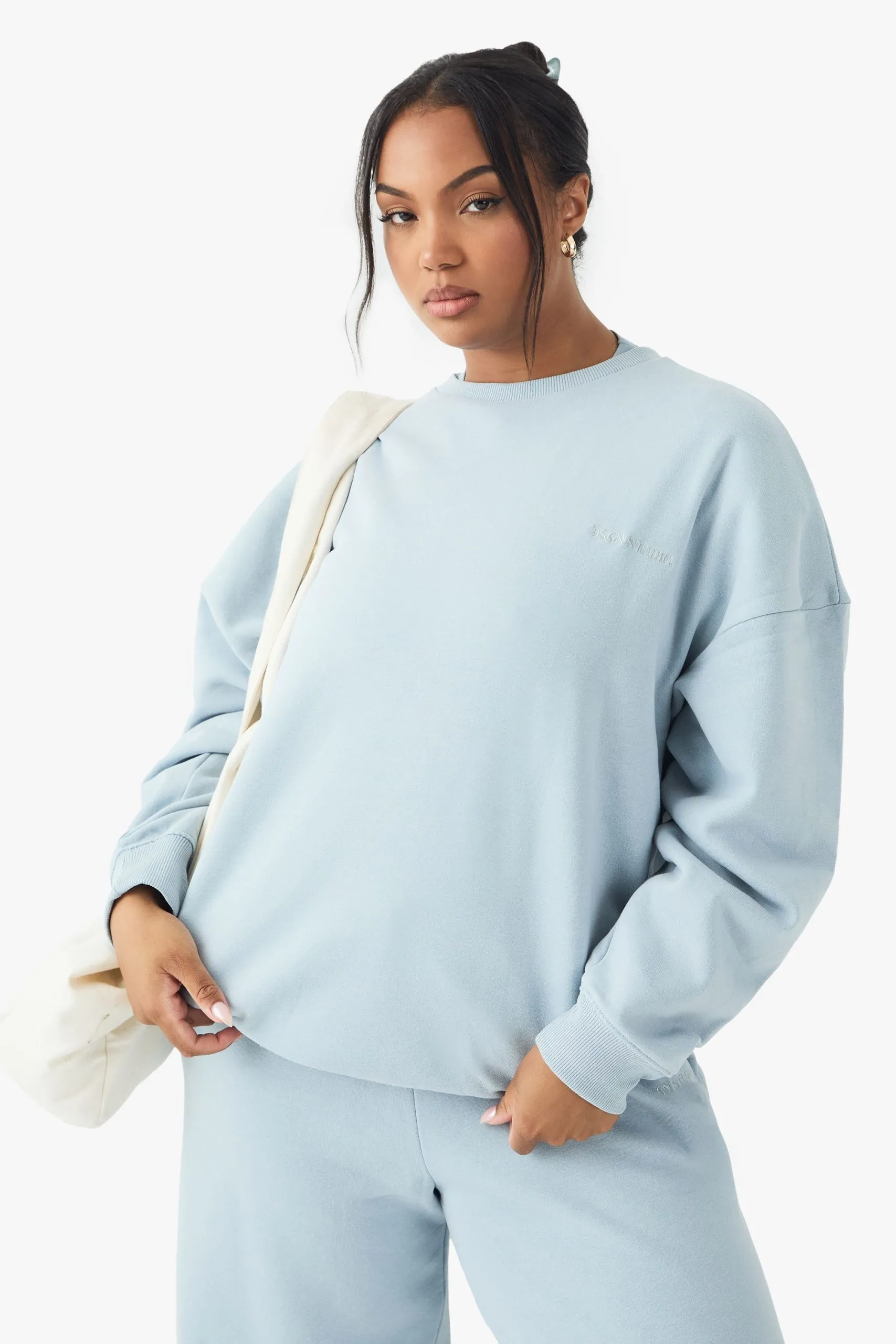 Plus DSGN Studio Embroidered Oversized Sweatshirt