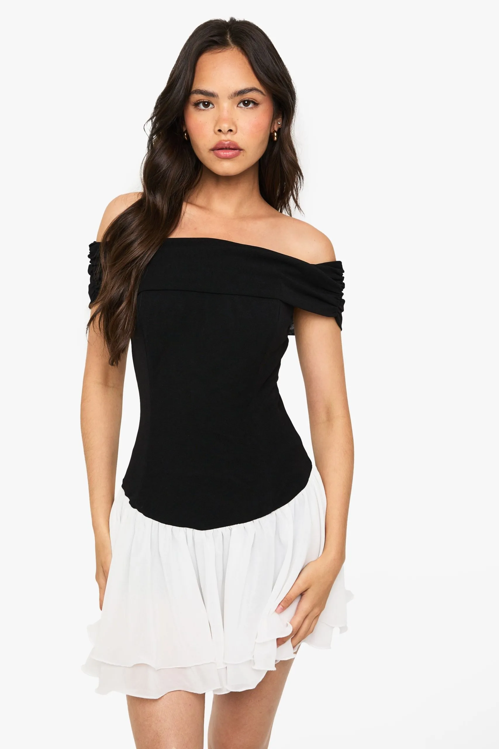 Bardot Chiffon Mix Mini Dress