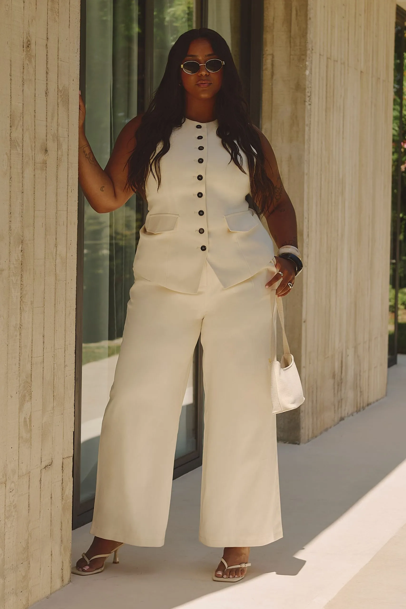 Plus Extreme Pleated Wide Leg Tailored Trouser