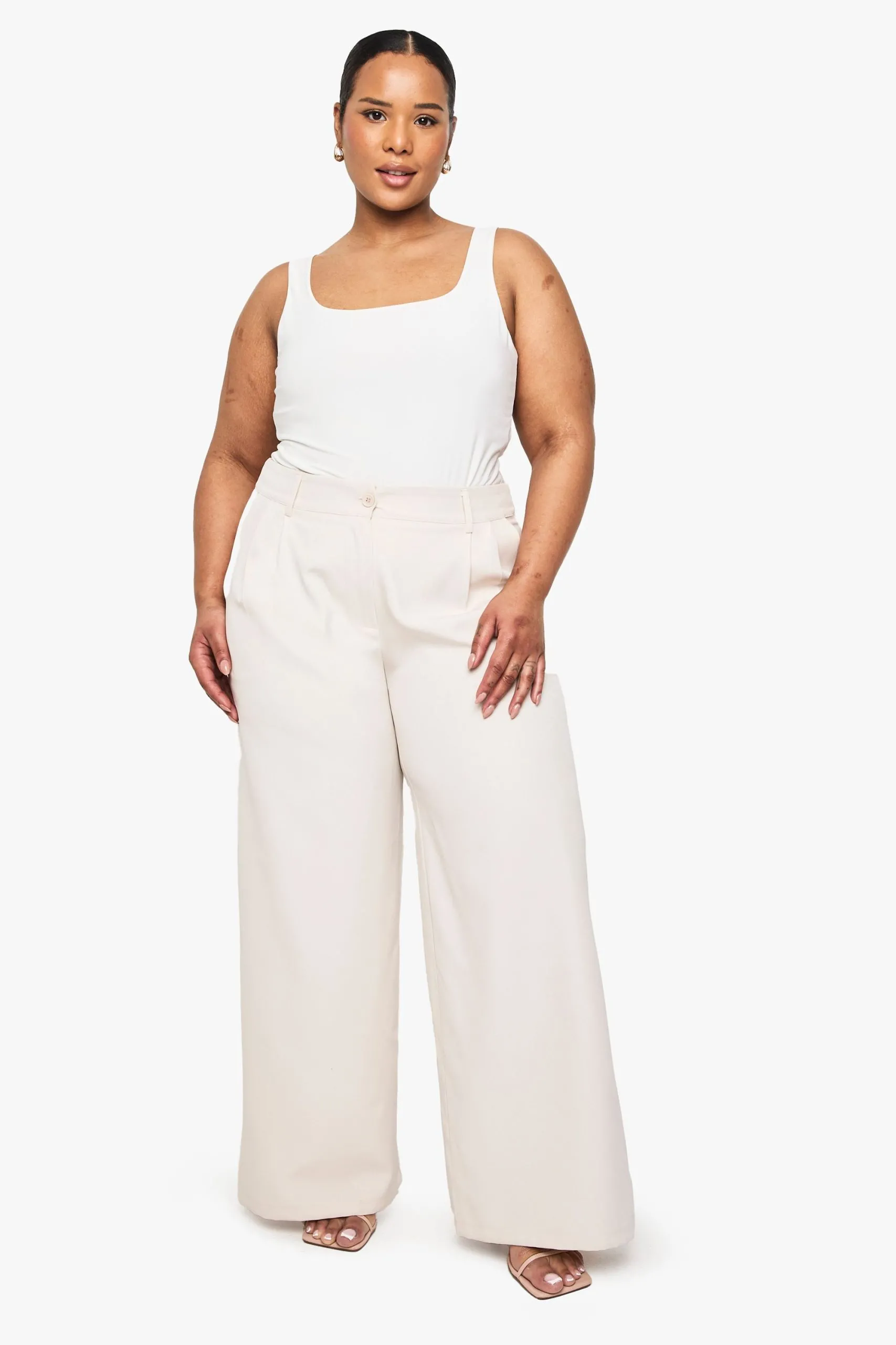 Plus Woven Tailored Straight Leg Trouser