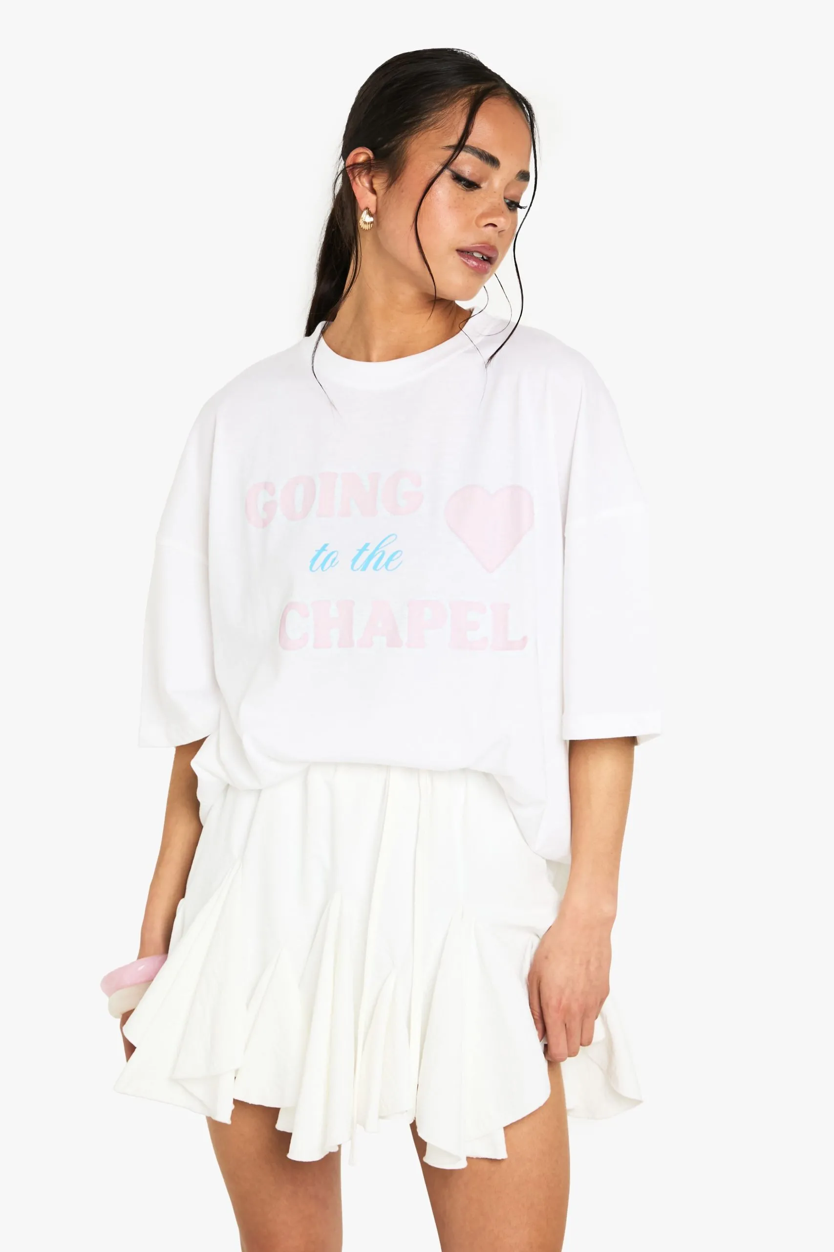 Bridal 'Going To The Chapel' Slogan Oversized T-Shirt