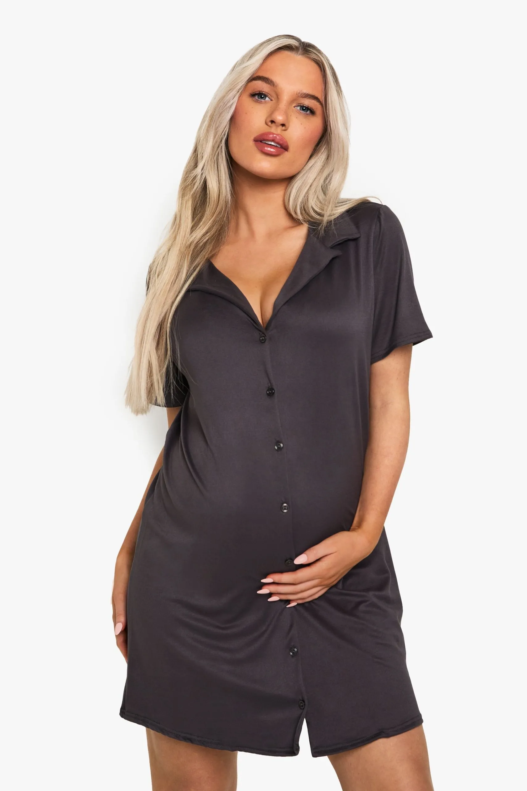 Maternity Button Through Collar Nightie