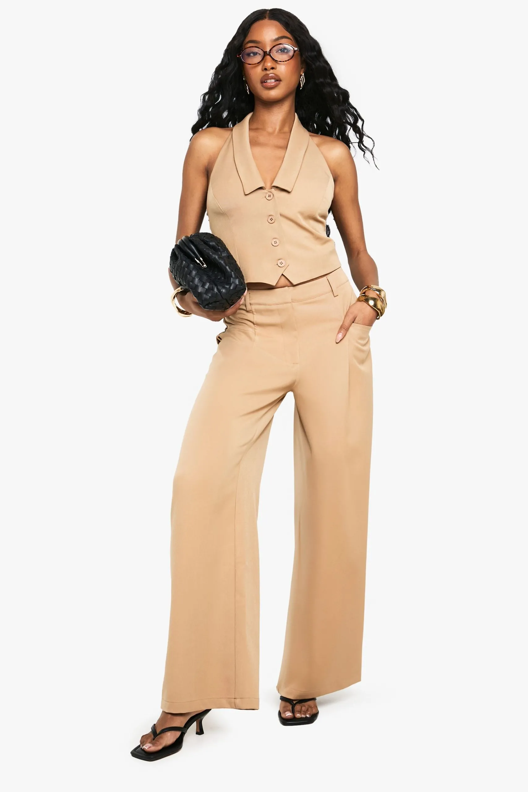 Tailored Wide Leg Pleat Detail Trouser