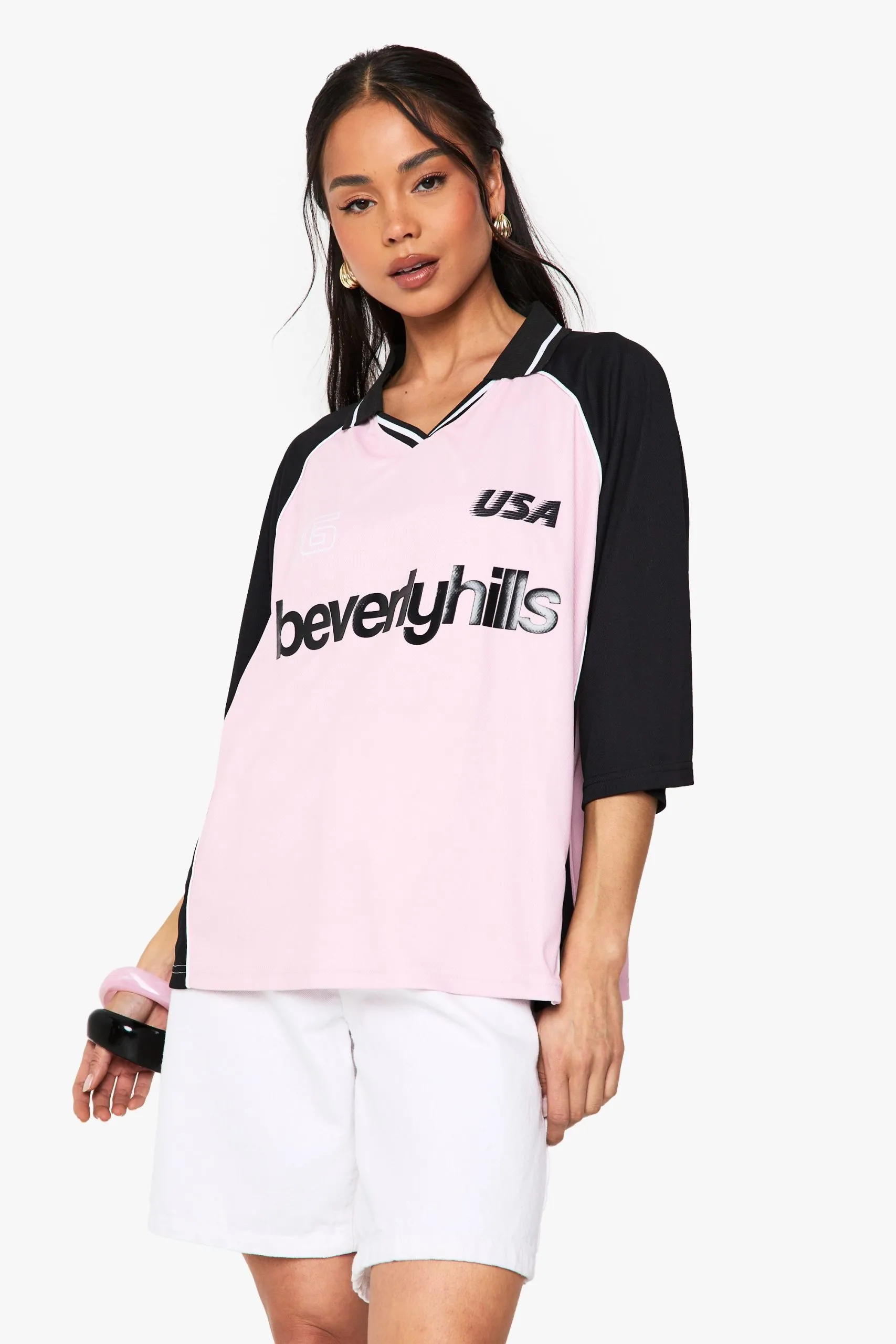 Beverly Hills Contrast Panel Football Jersey