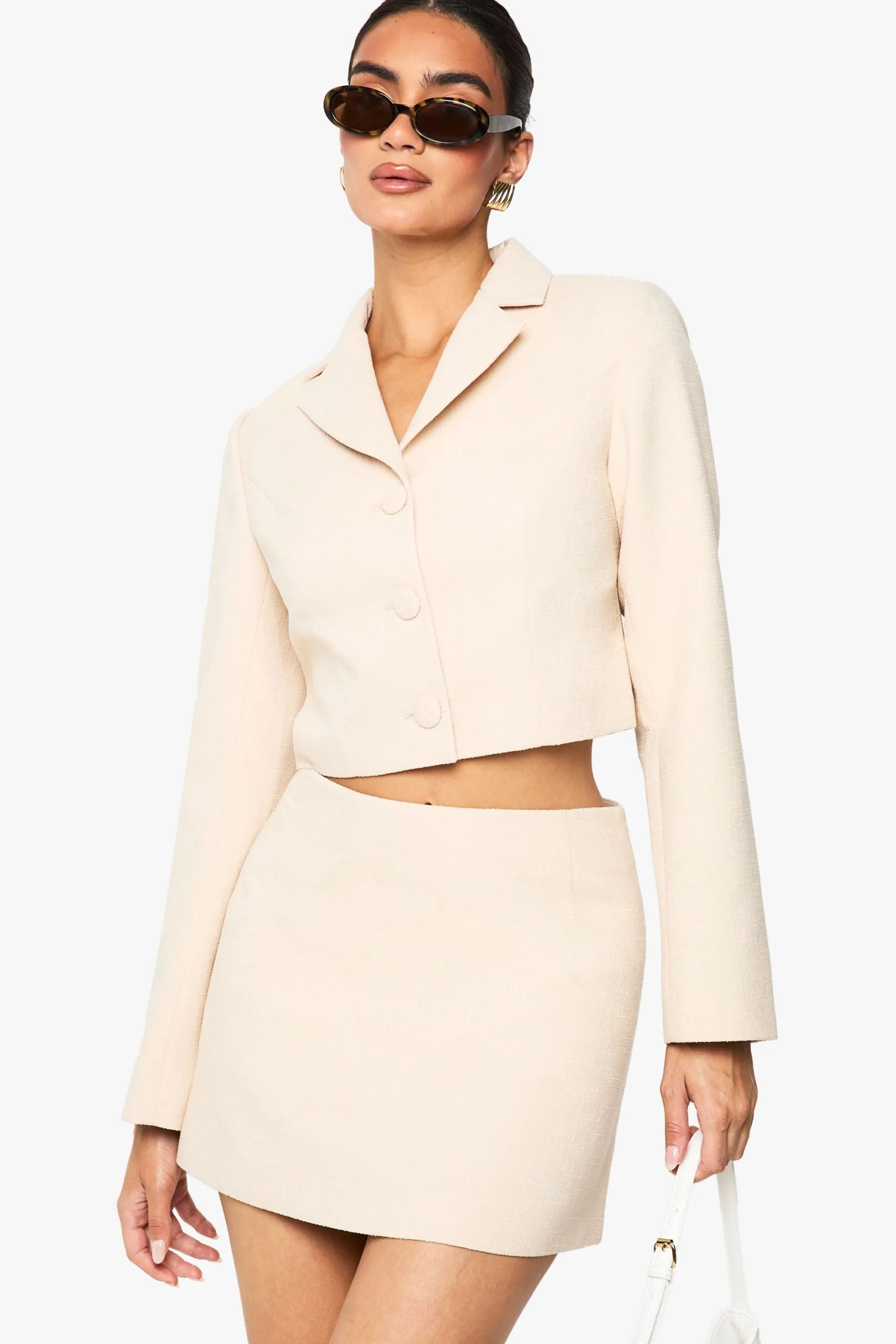 Boucle Crop Tailored Blazer