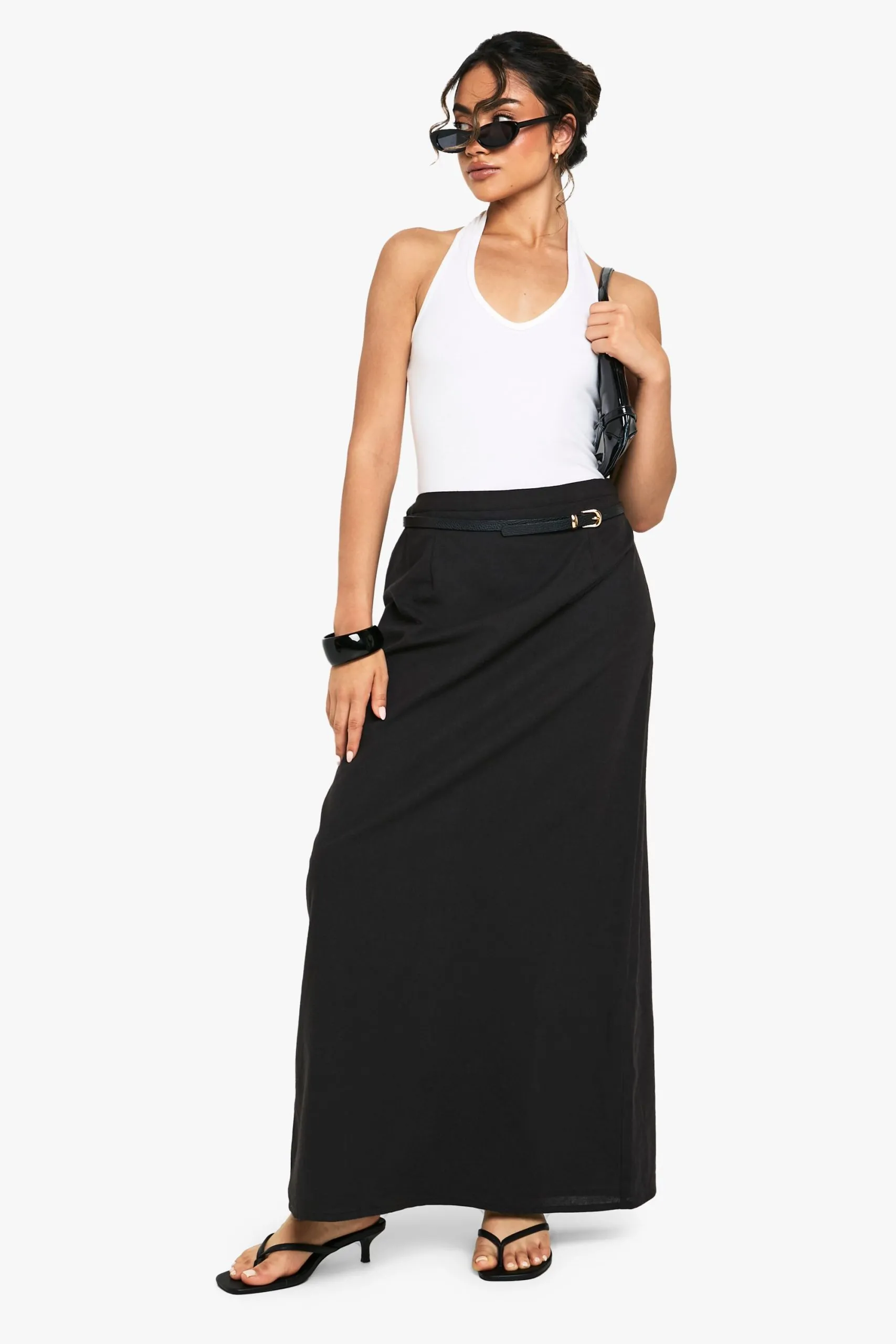 Linen Split Back Maxi Skirt