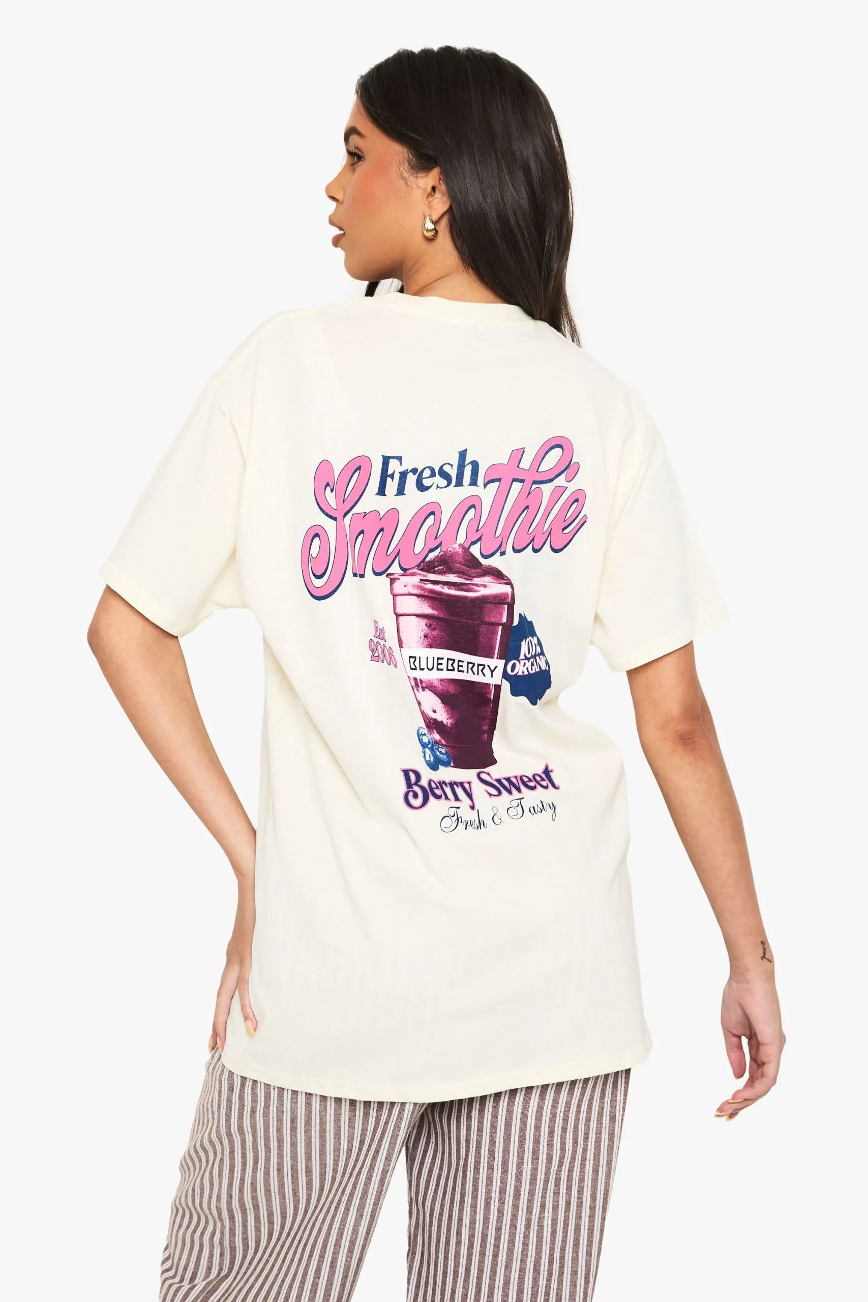 Blueberry Smoothie Oversized Printed T-shirt