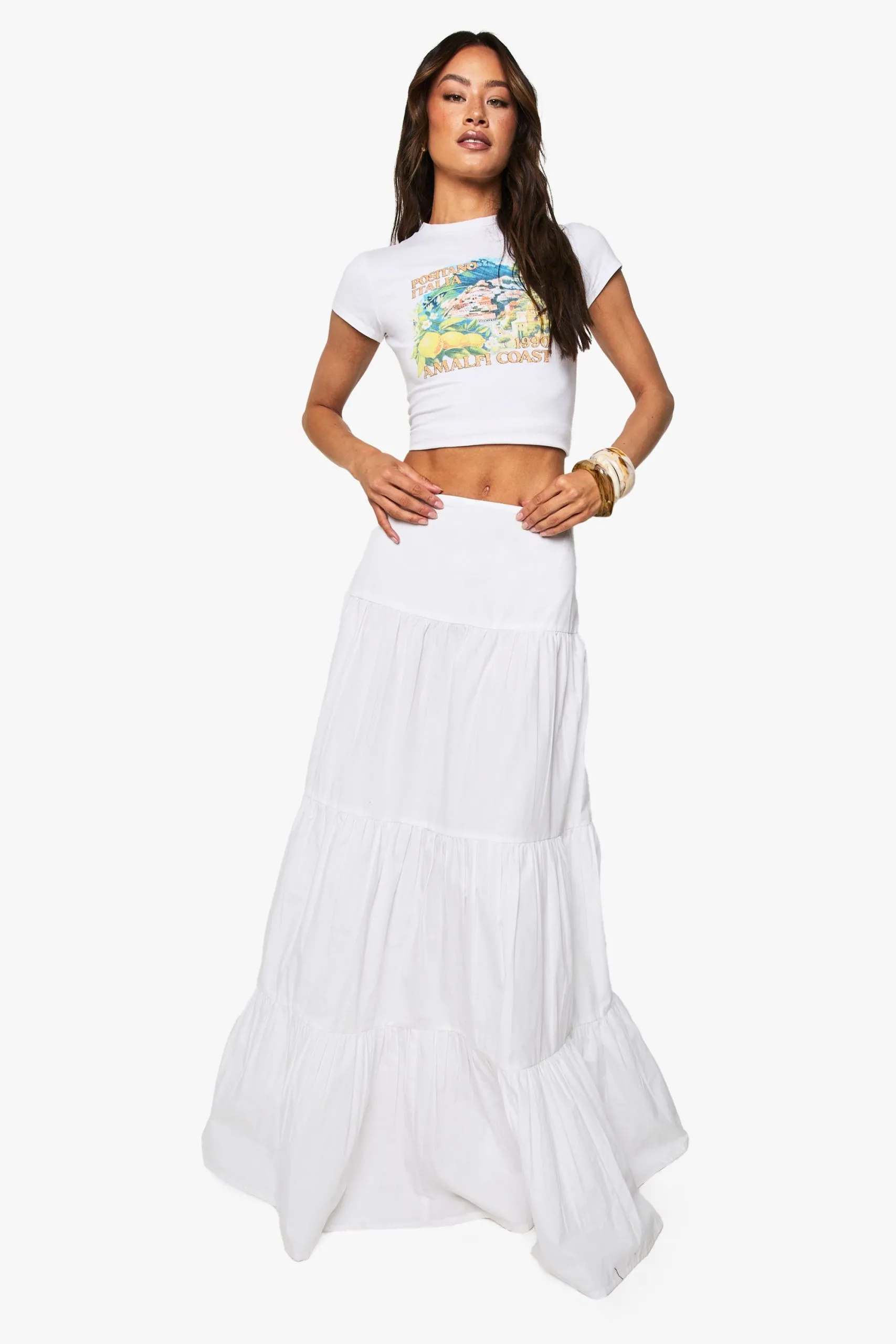 Tall Cotton Poplin Tiered Maxi Skirt