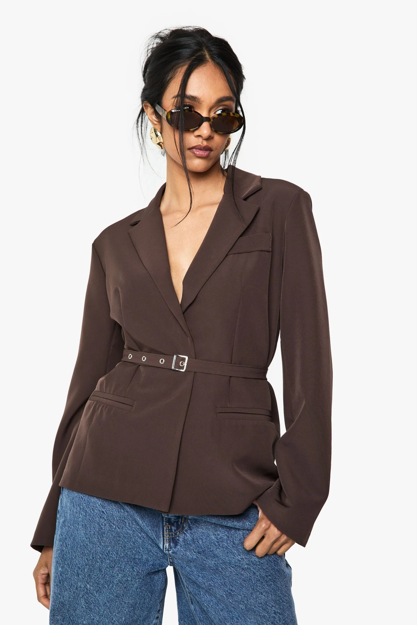 Belted Relaxed Fit Blazer