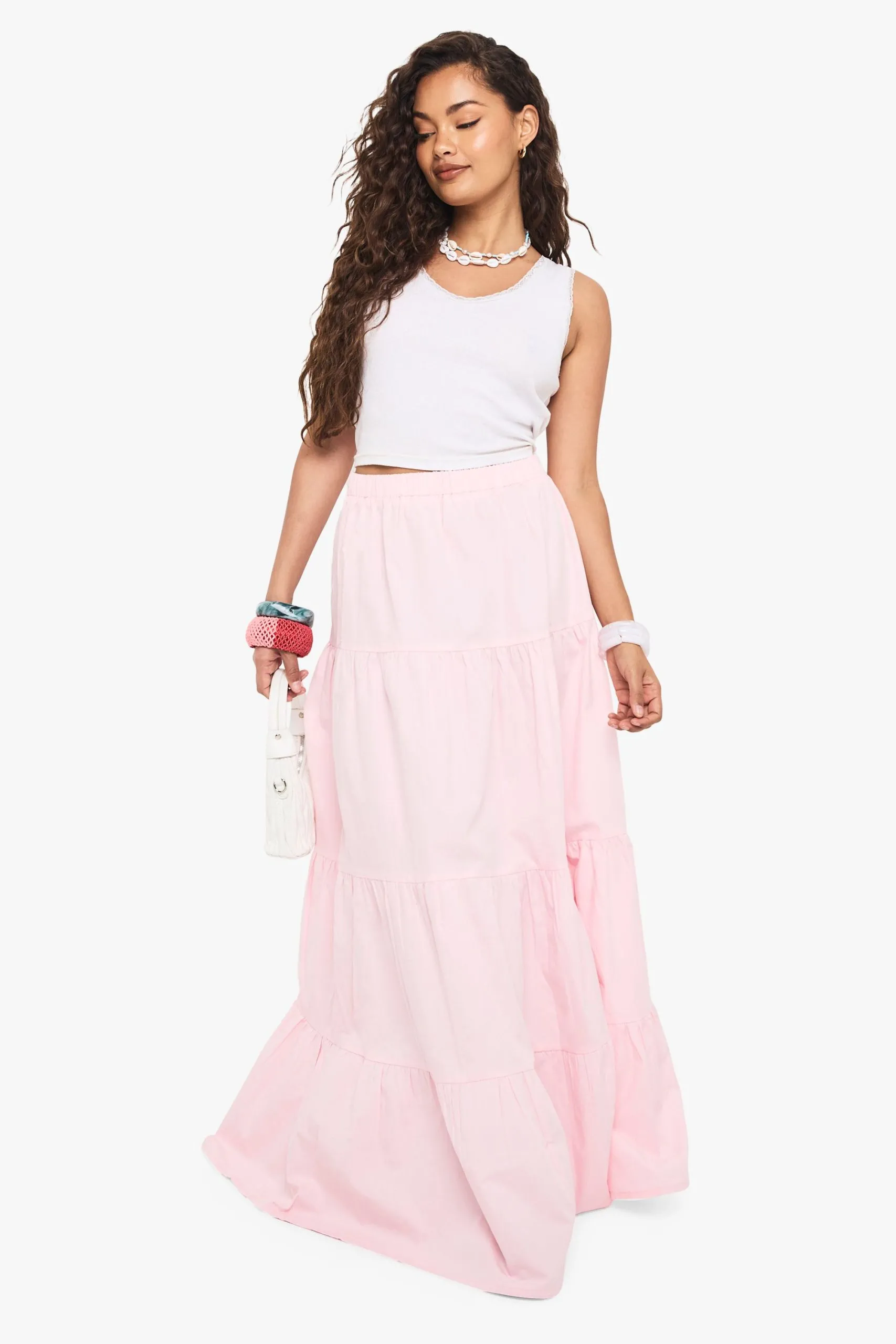 Poplin Tiered Maxi Skirt