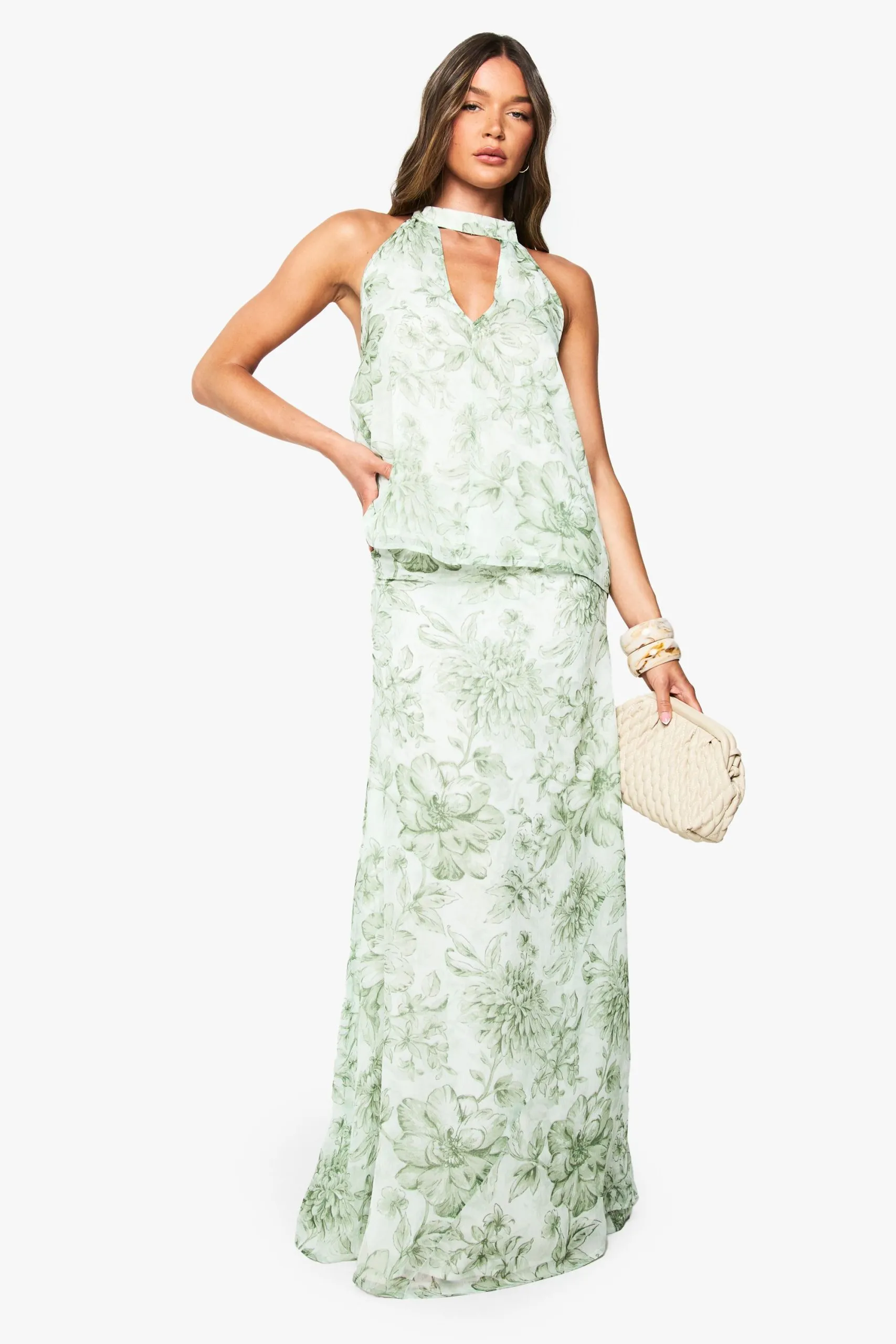 Floral Chiffon Maxi Skirt