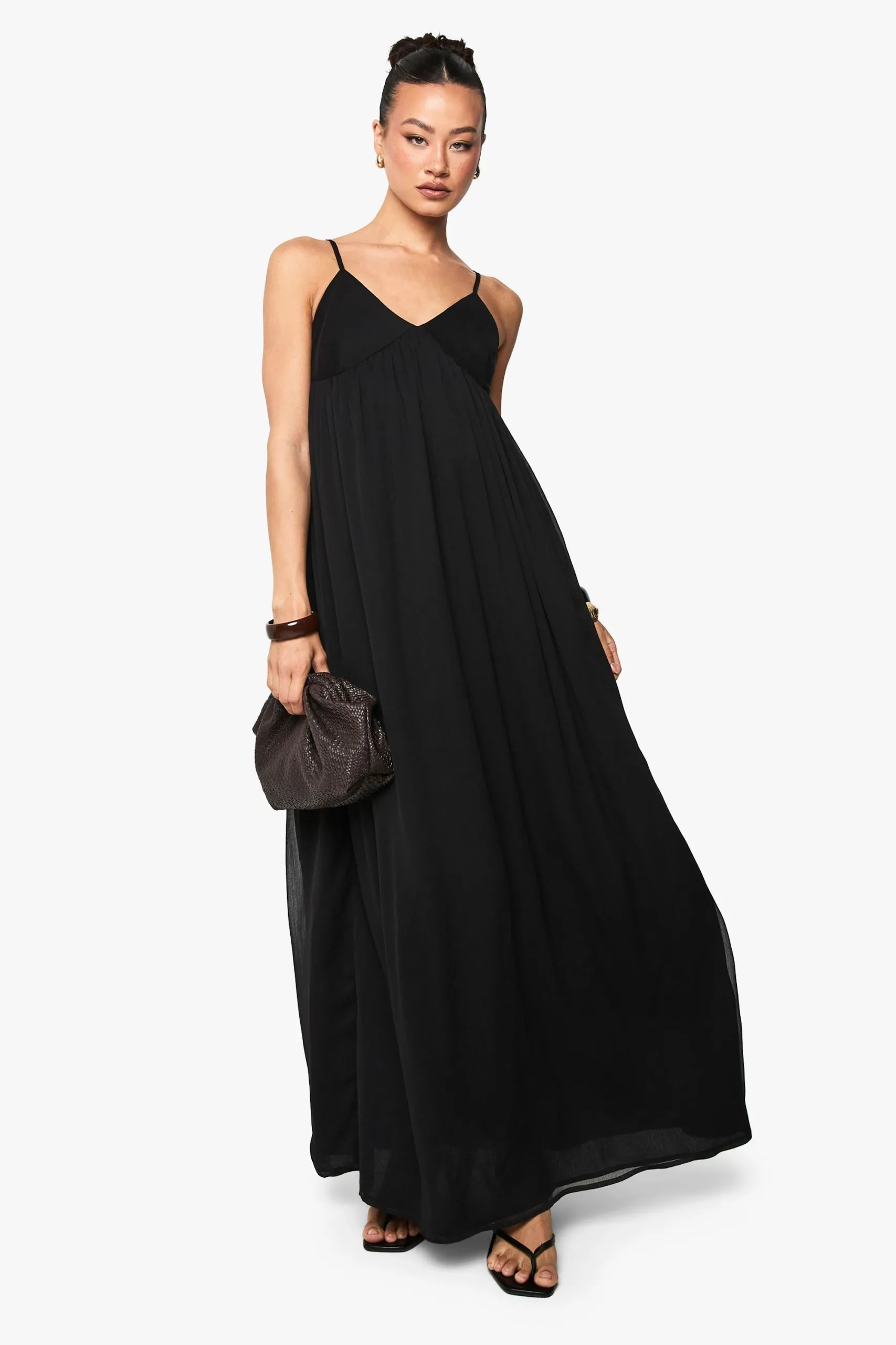 Tall Chiffon Strappy Volume Maxi Dress