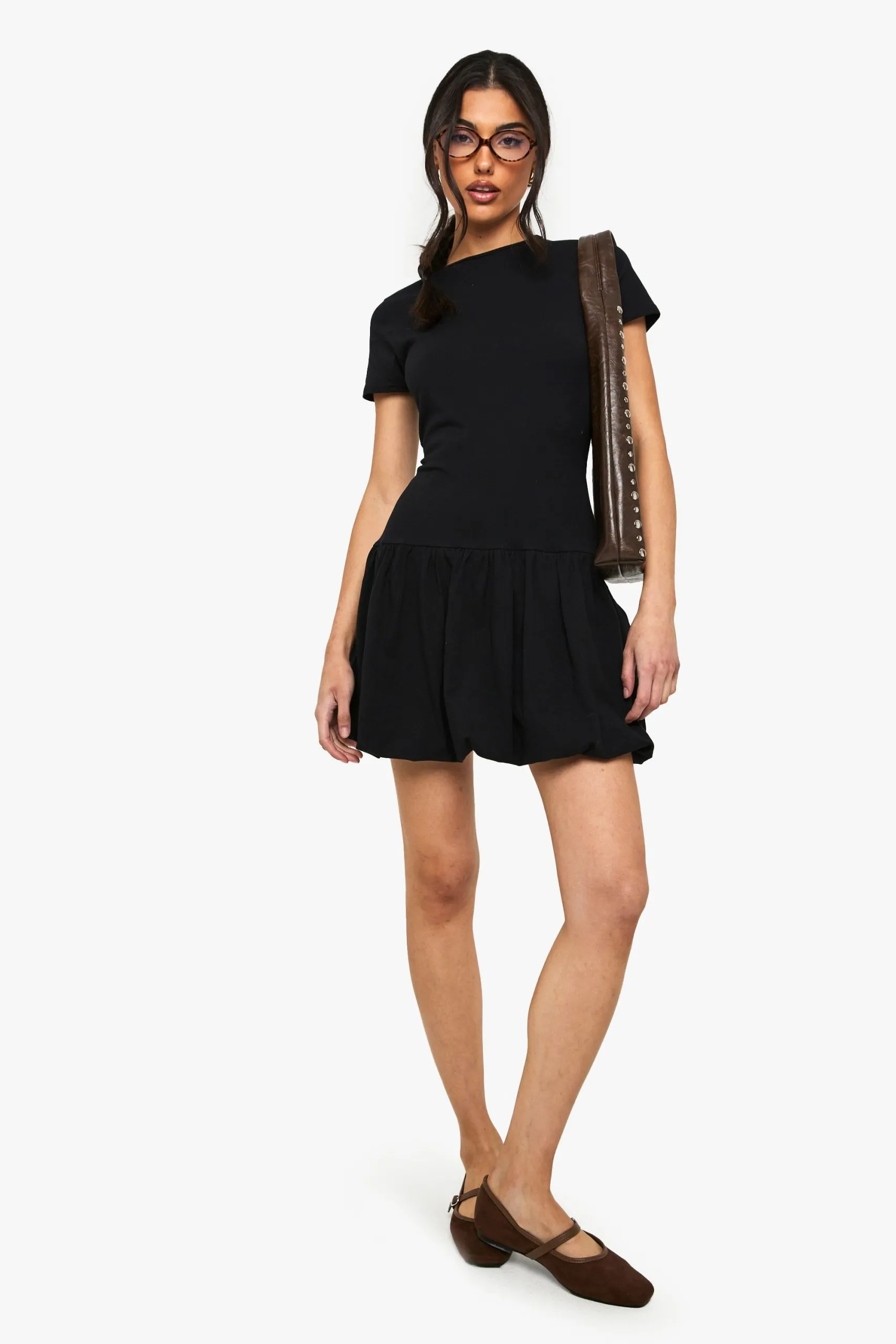 Puff Ball Hem T-shirt Dress