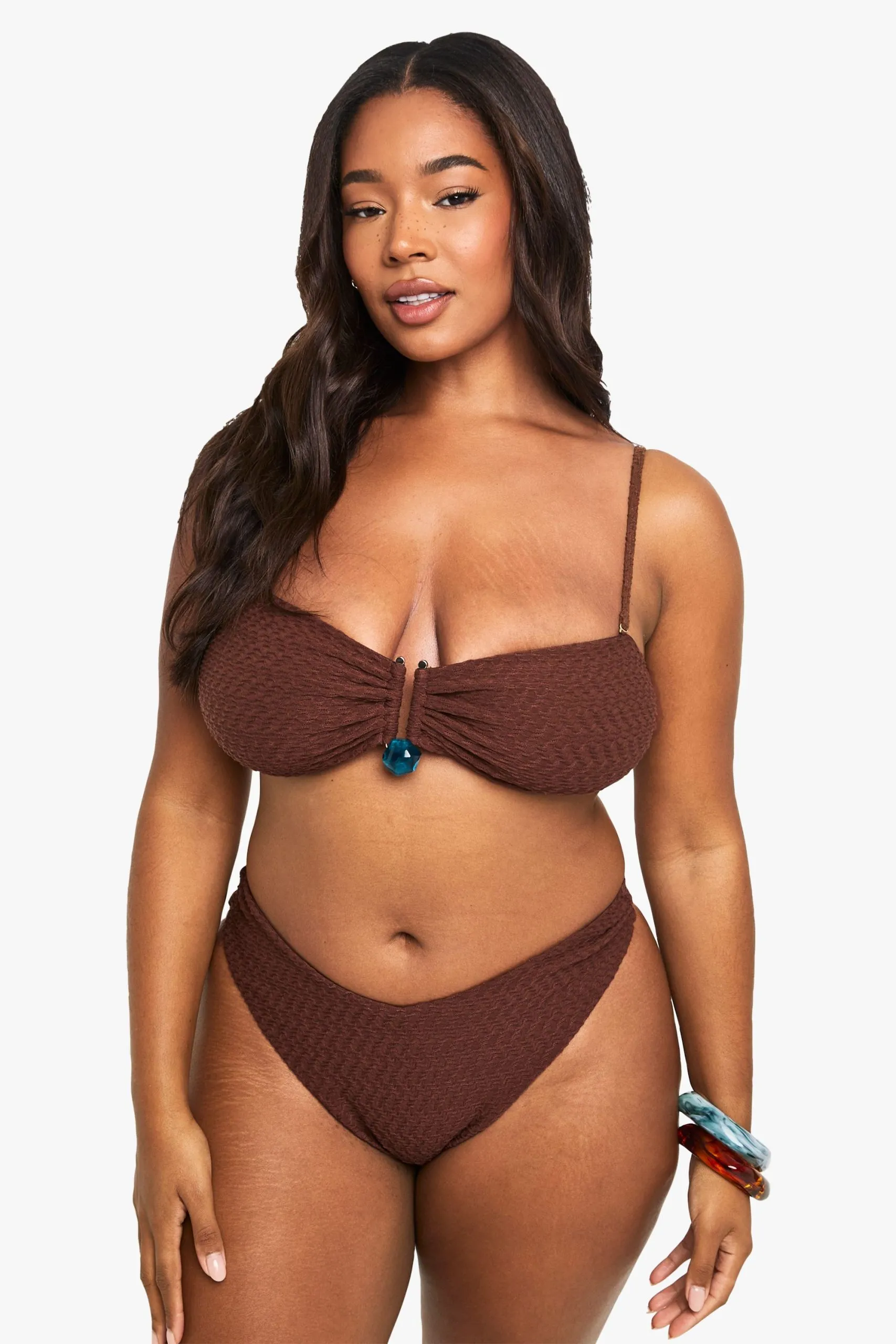 Plus Crinkle Gem Trim Bandeau Top